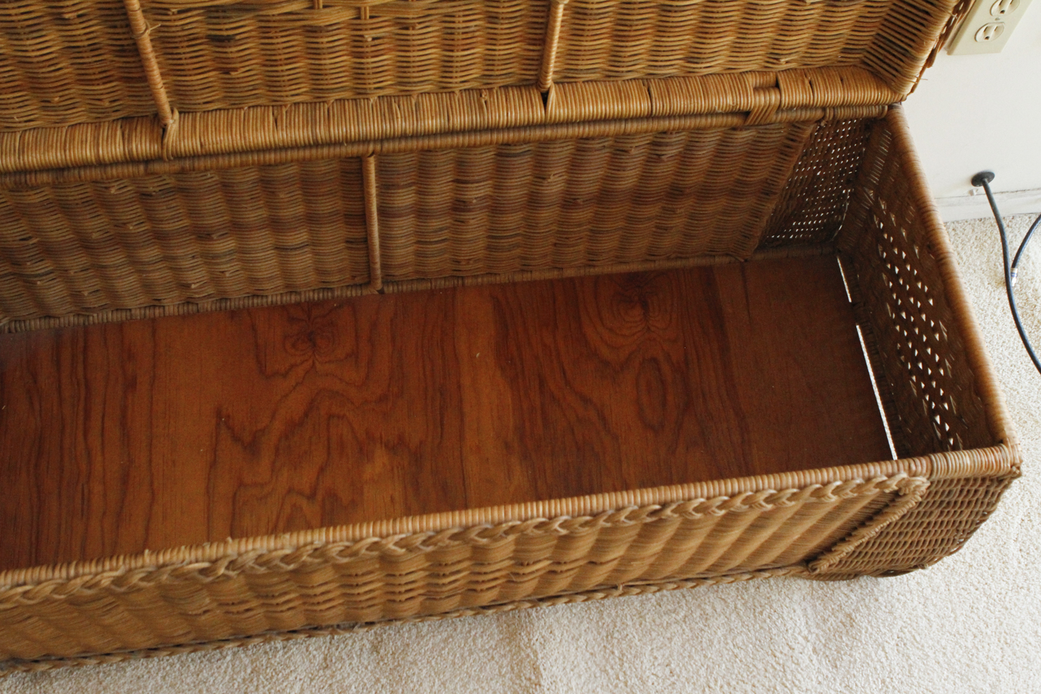 Wicker Bench with Cushion