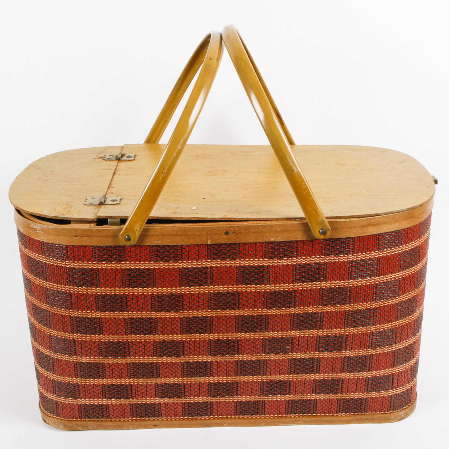 Vintage Wicker Picnic Basket With Canteens