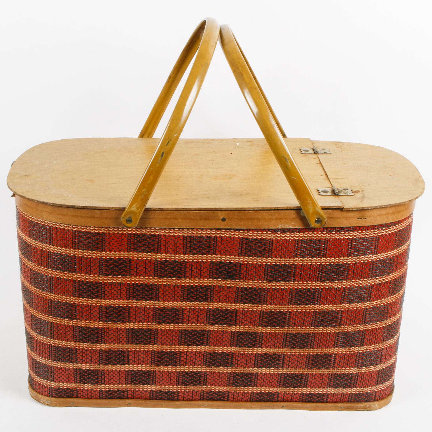 Vintage Wicker Picnic Basket With Canteens