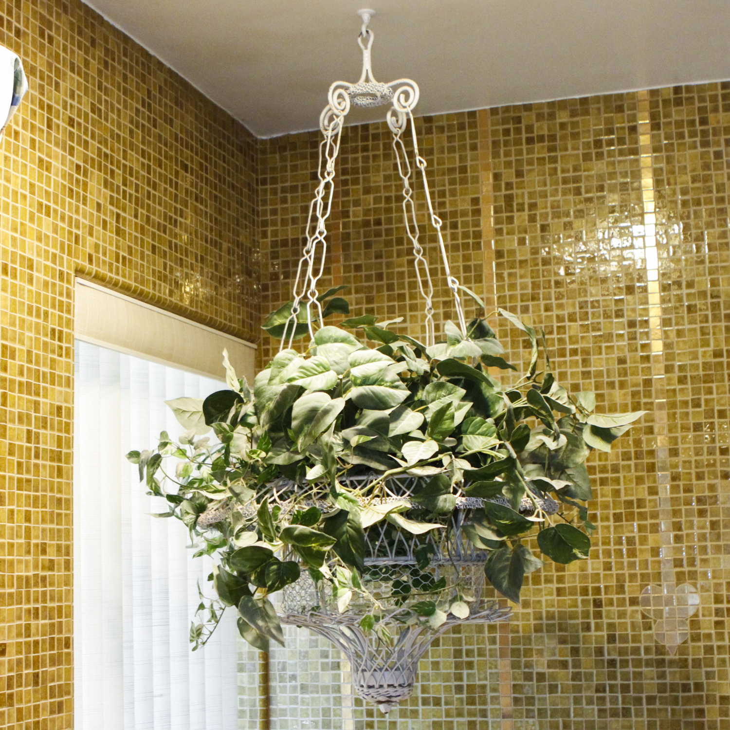 White Metal Hanging Basket