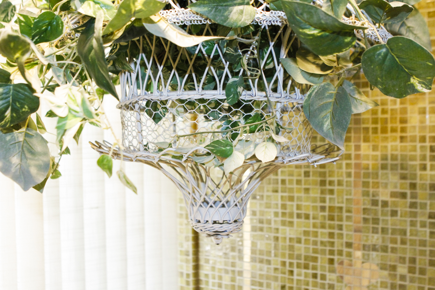 White Metal Hanging Basket