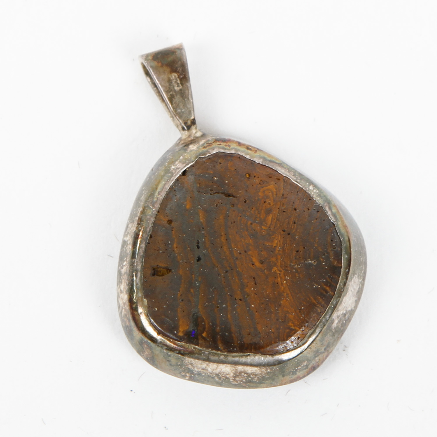 Sterling Silver and Boulder Opal Double Sided Pendant