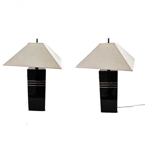 Pair of Contemporary Black Lacquered Table Lamps