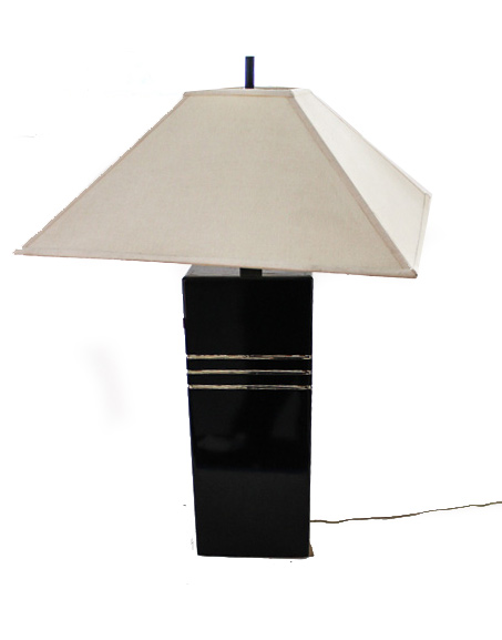 Pair of Contemporary Black Lacquered Table Lamps
