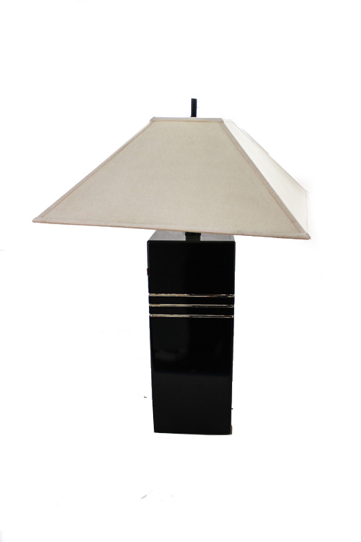 Pair of Contemporary Black Lacquered Table Lamps