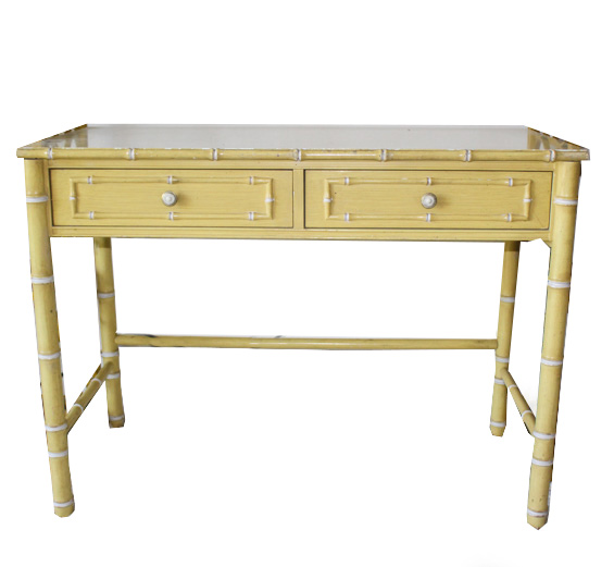 Vintage Rattan Desk With Chair