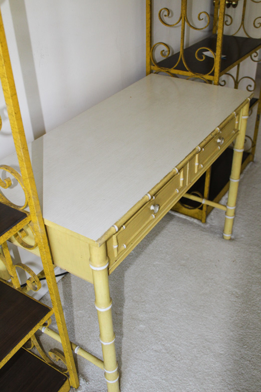 Vintage Rattan Desk With Chair