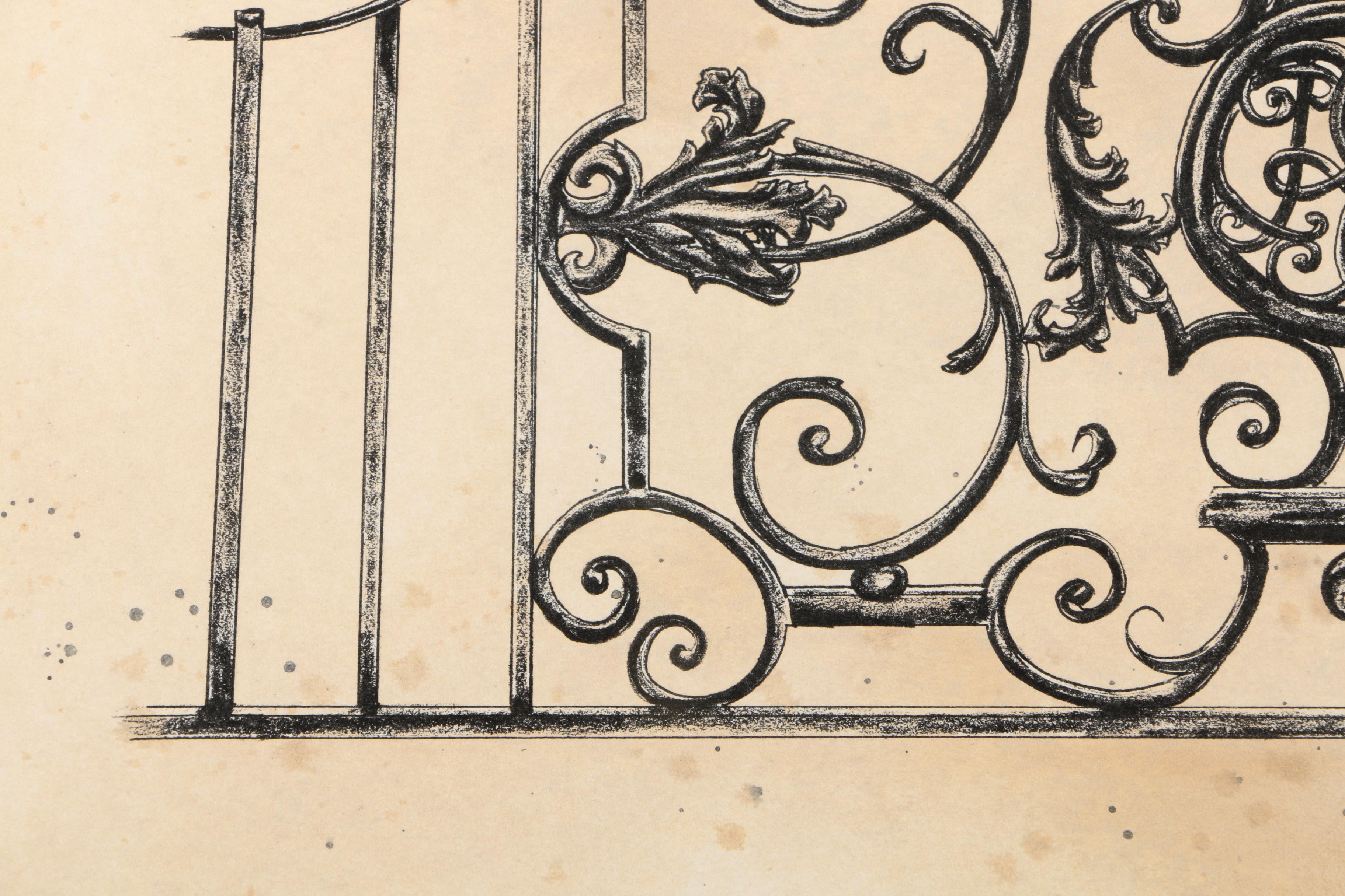 Lithograph "Wrought Iron Hansom Grille, France, 17th Century"