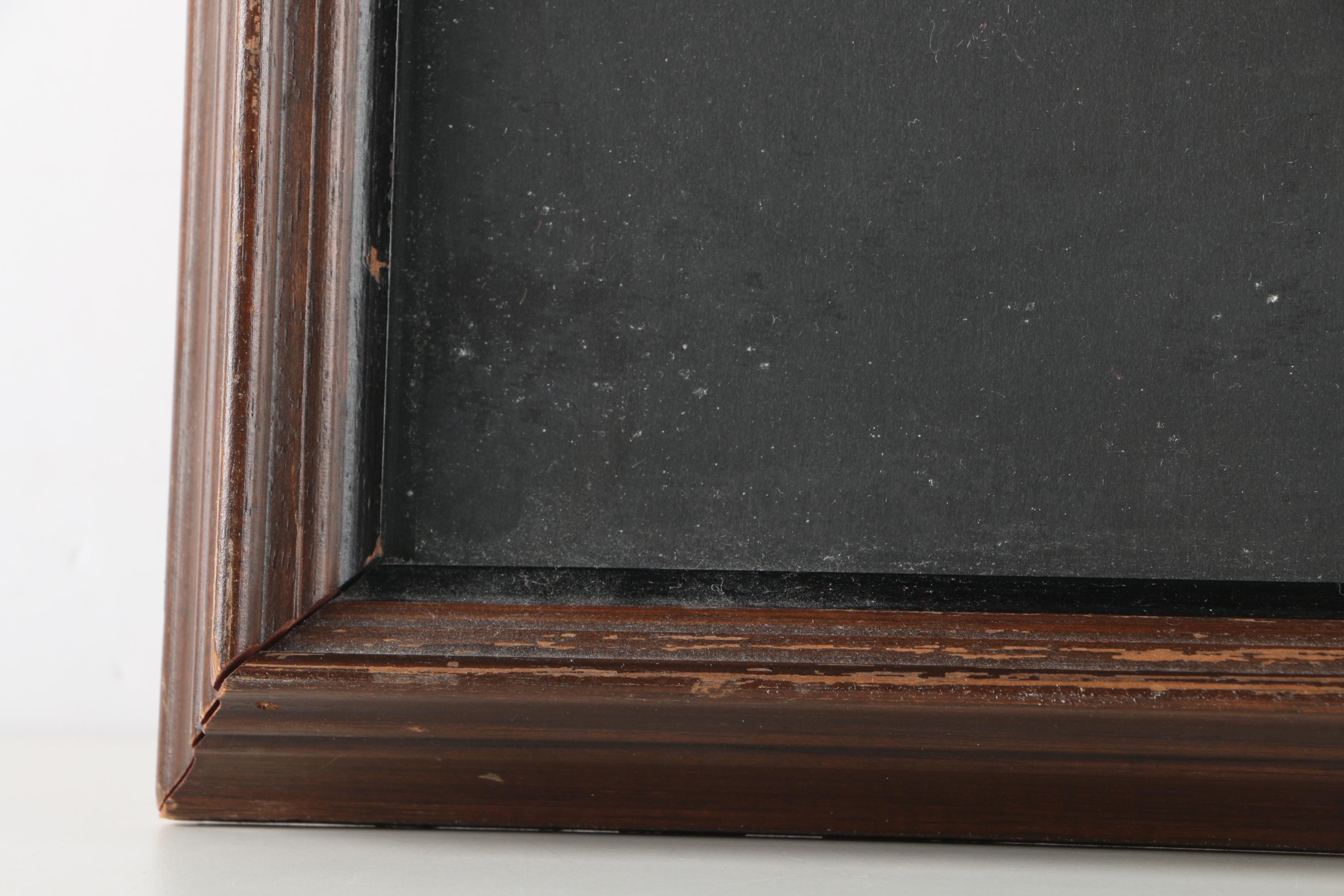 Hand-Colored Print of Female Nude Standing by a Staircase