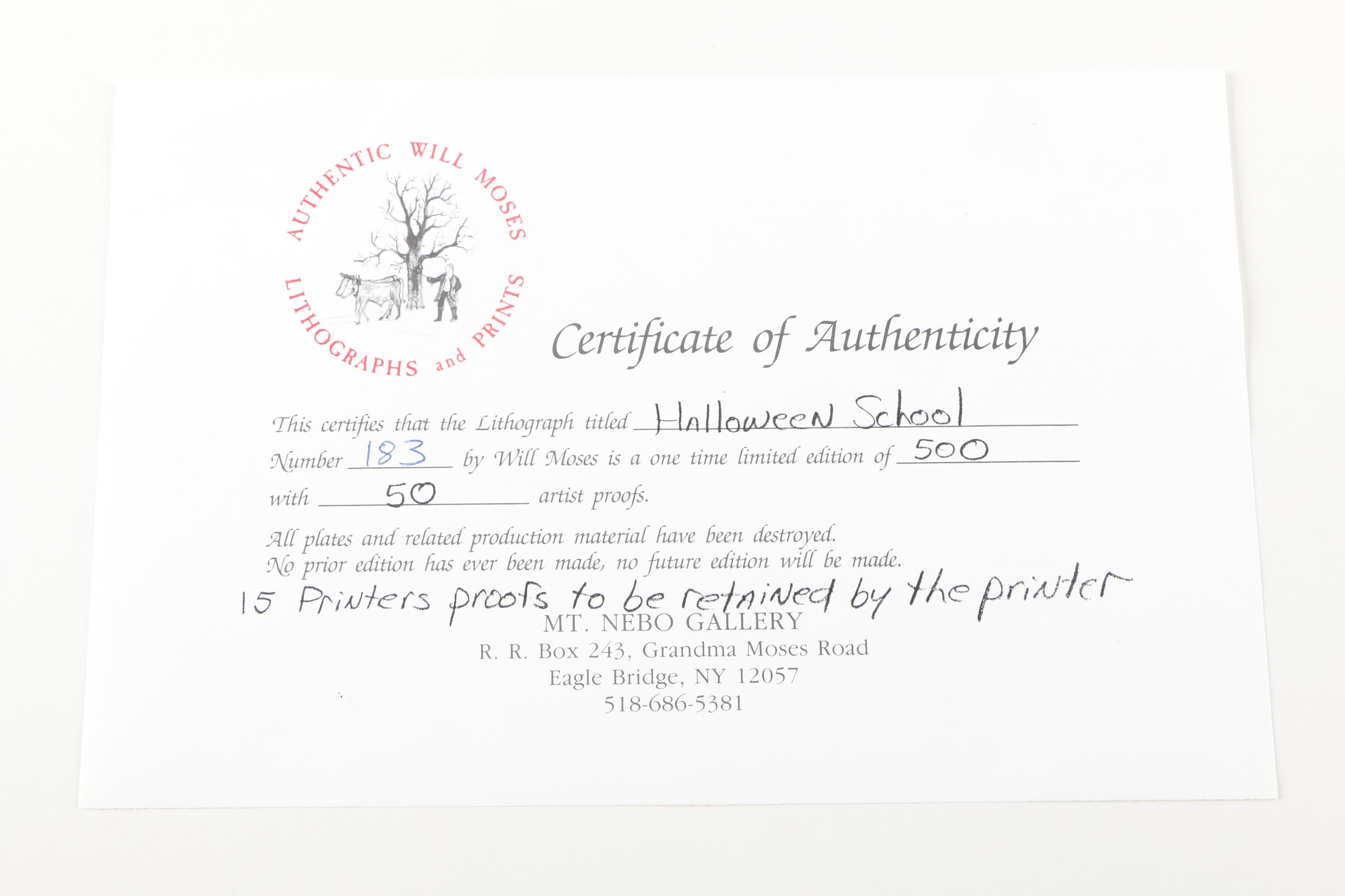Will Moses Limited Edition Giclee on Paper "Halloween School"
