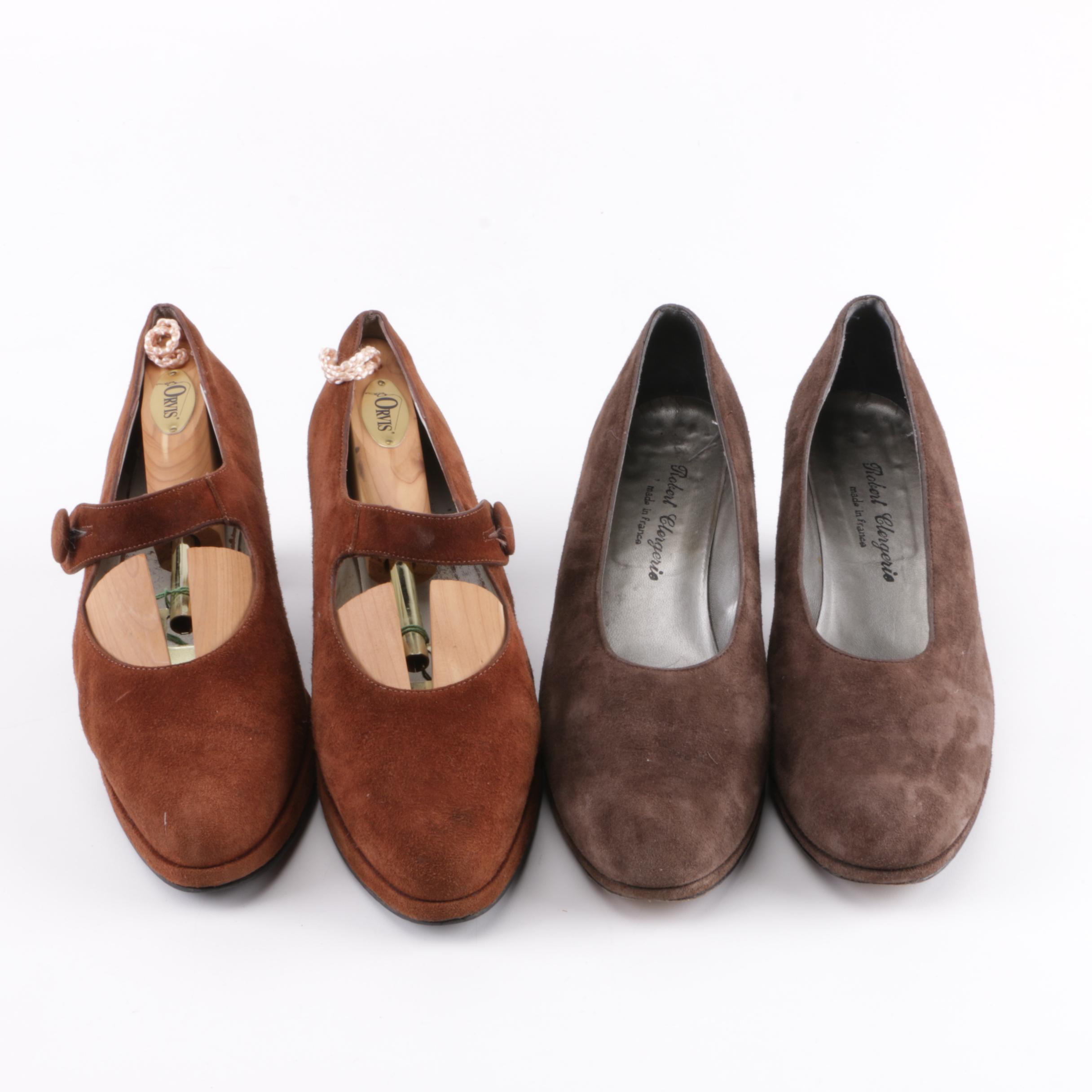 Robert Clergerie Suede Heeled Loafers