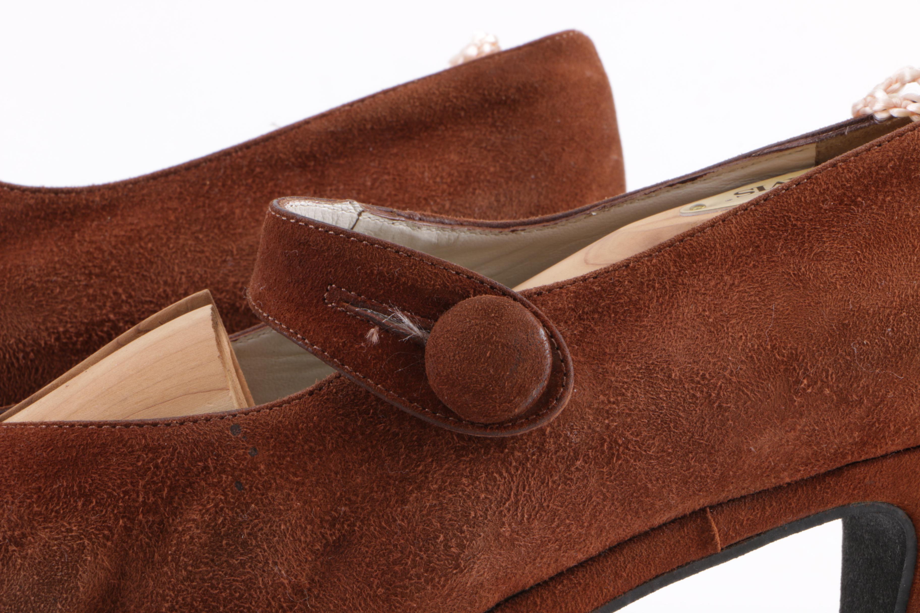 Robert Clergerie Suede Heeled Loafers
