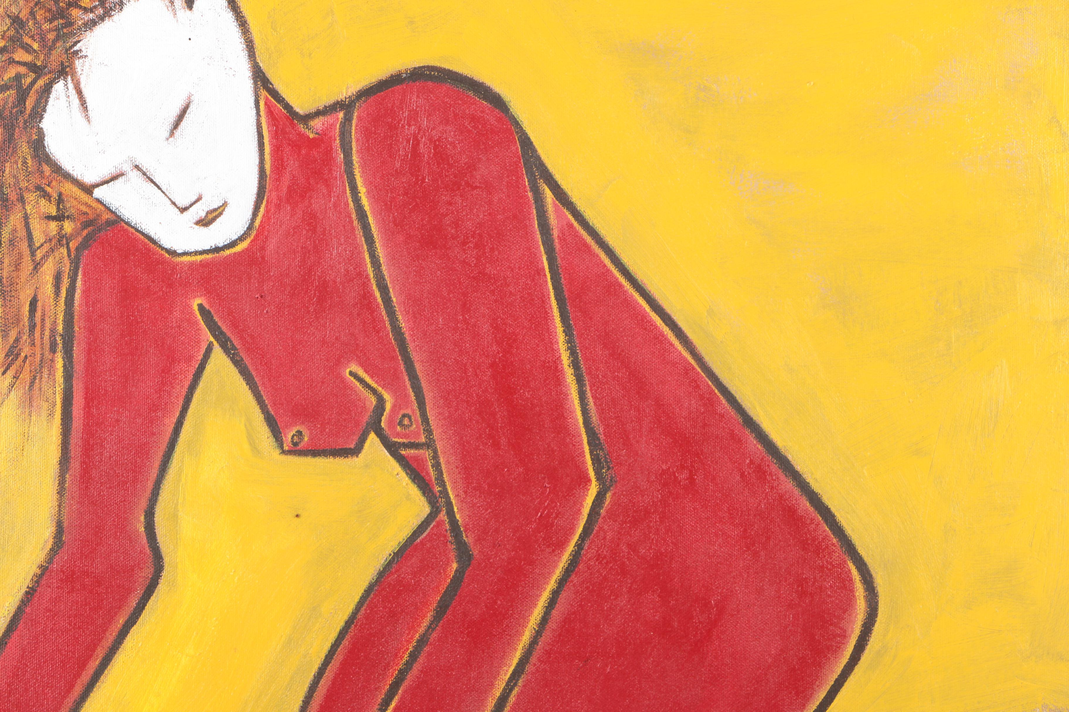 Amy Woodbury Oil on Canvas "Very Red Nude"