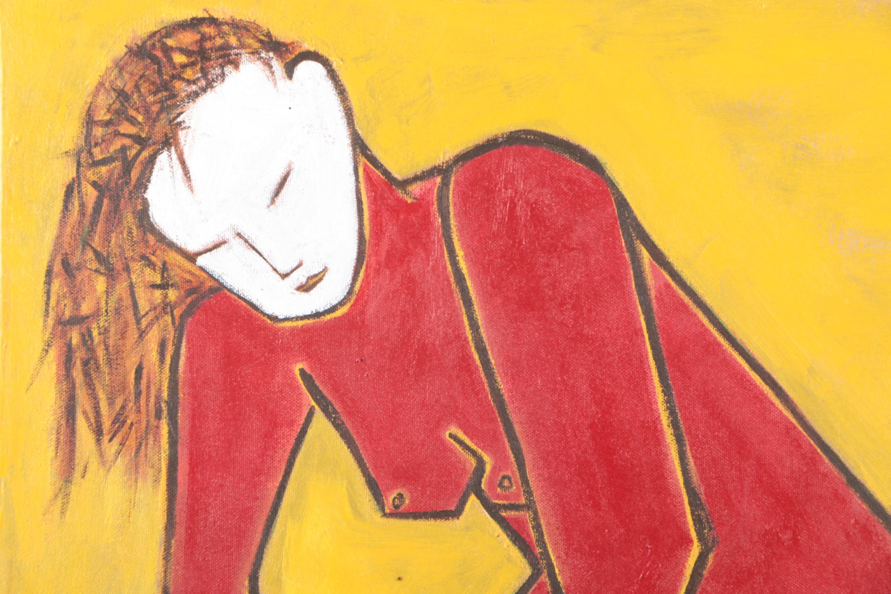 Amy Woodbury Oil on Canvas "Very Red Nude"