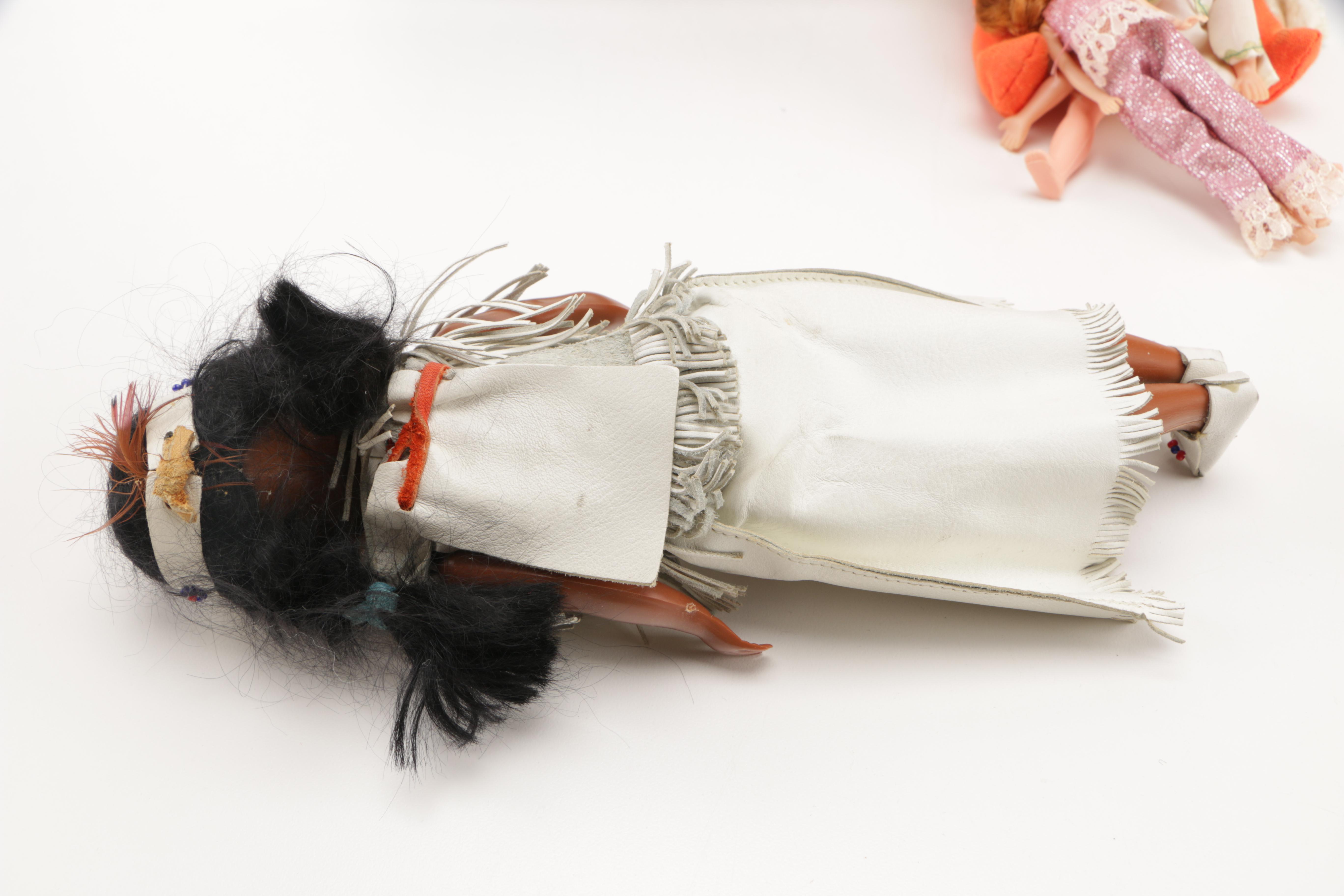 Vintage Dolls With Accessories Including 1967 Tiny Thumbelina