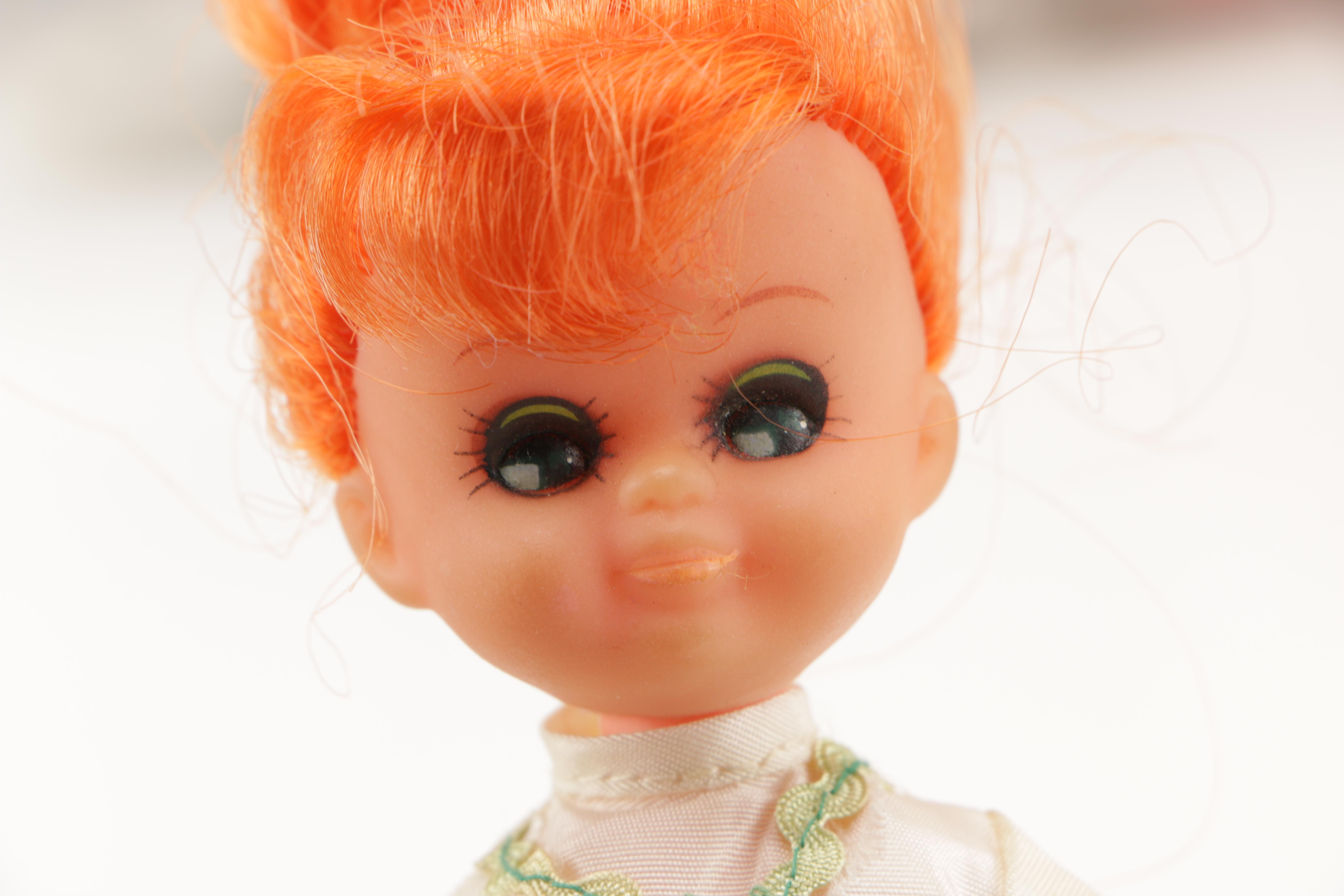 Vintage Dolls With Accessories Including 1967 Tiny Thumbelina