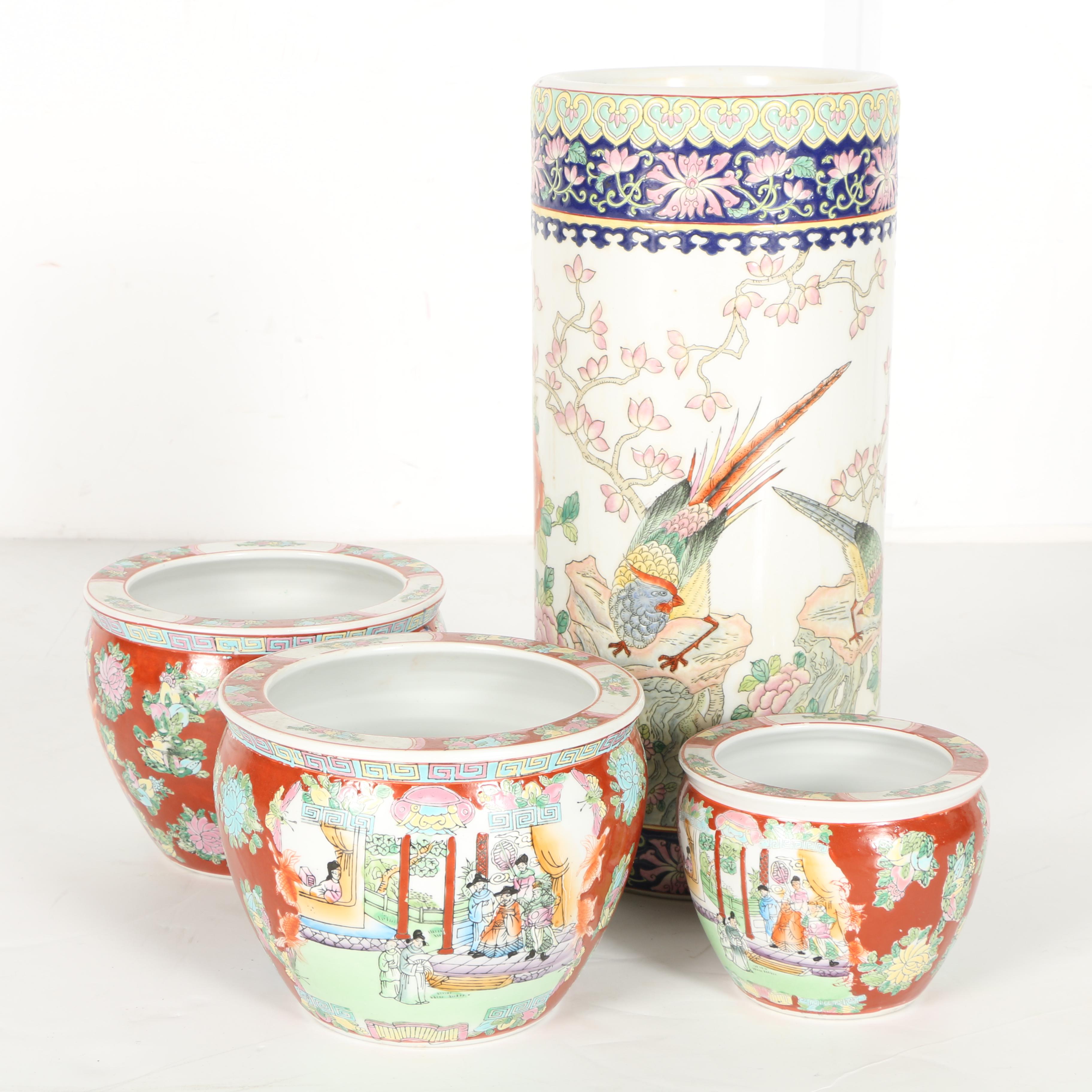 Ceramic Chinoiserie Pottery Including Lucky Dragon Pottery