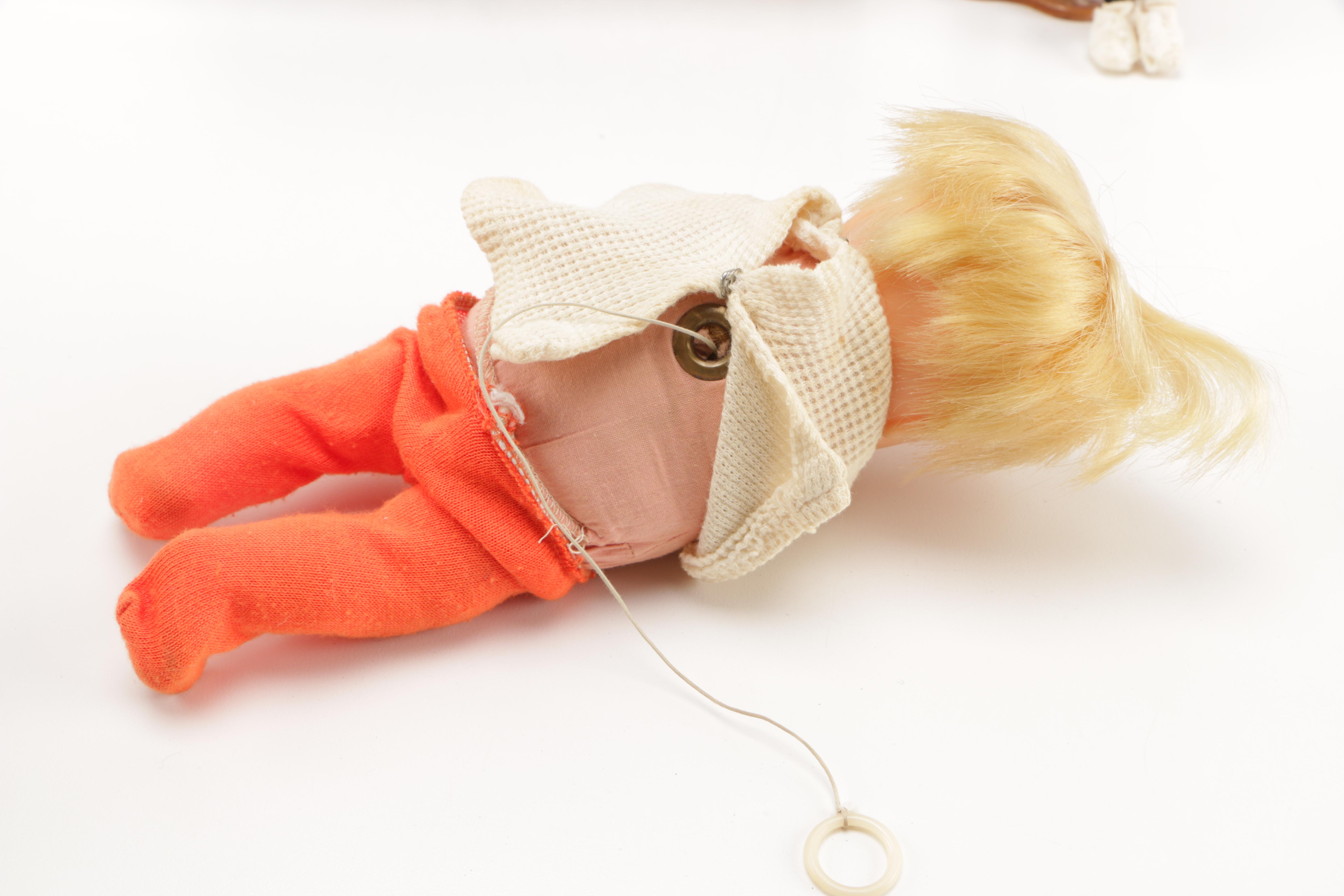 Vintage Dolls With Accessories Including 1967 Tiny Thumbelina