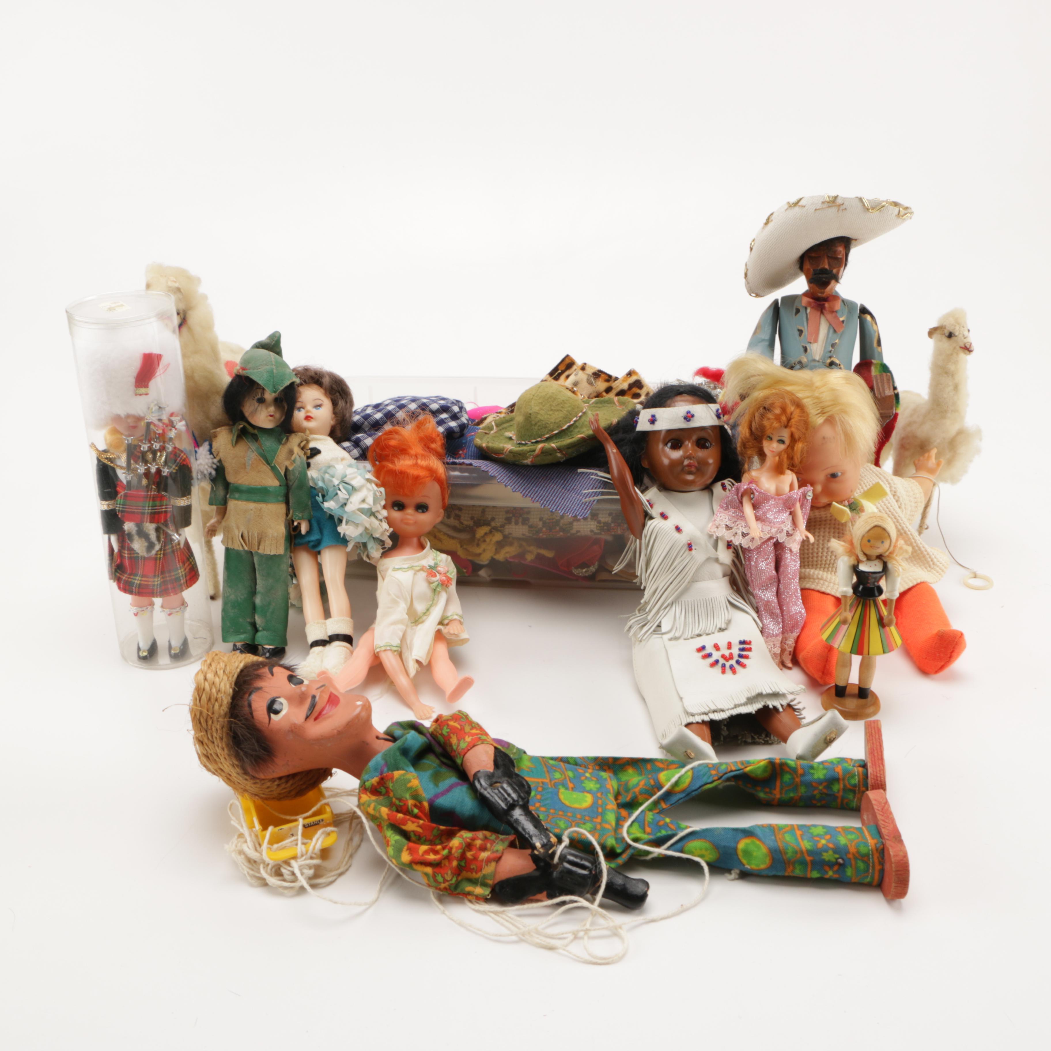 Vintage Dolls With Accessories Including 1967 Tiny Thumbelina