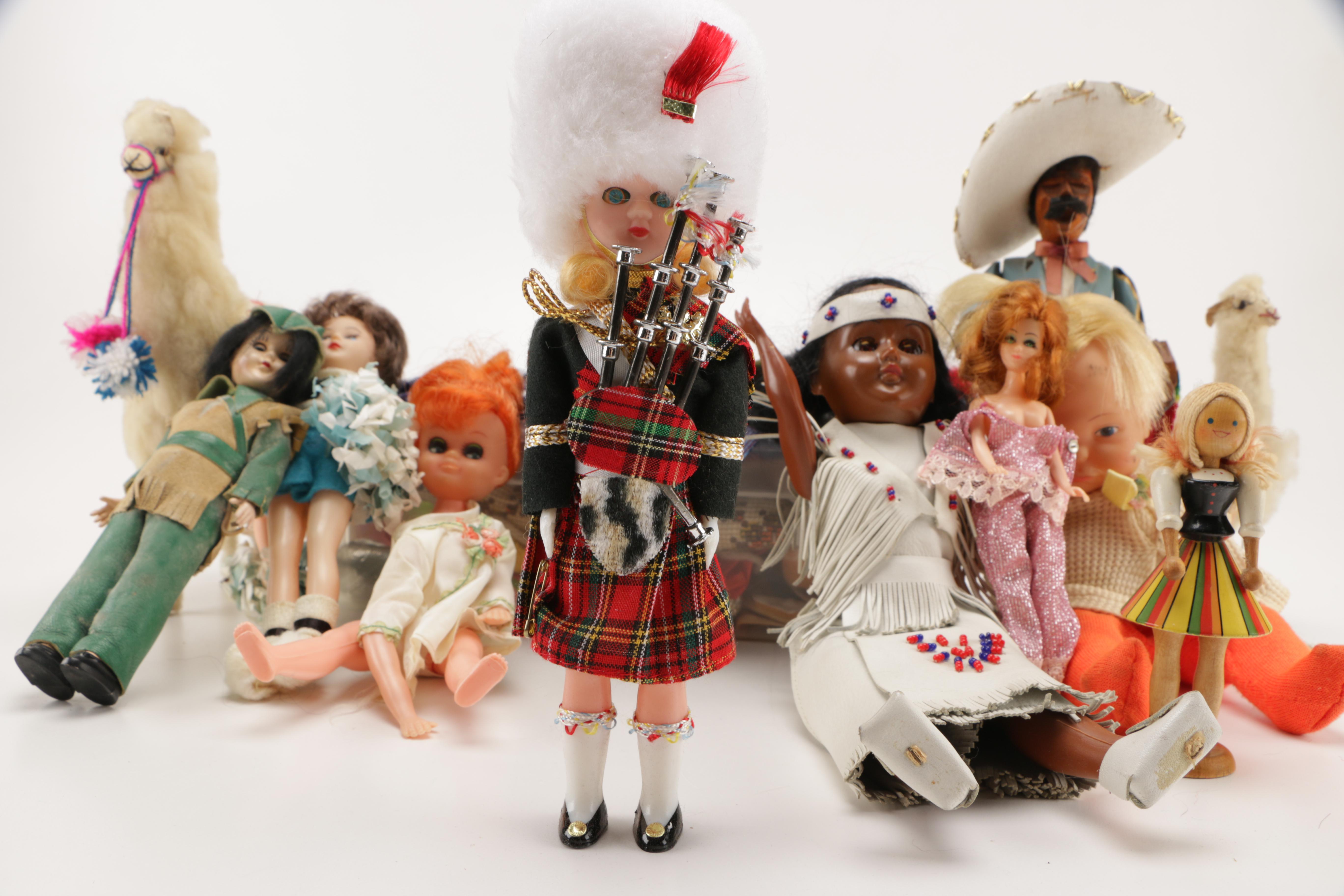 Vintage Dolls With Accessories Including 1967 Tiny Thumbelina