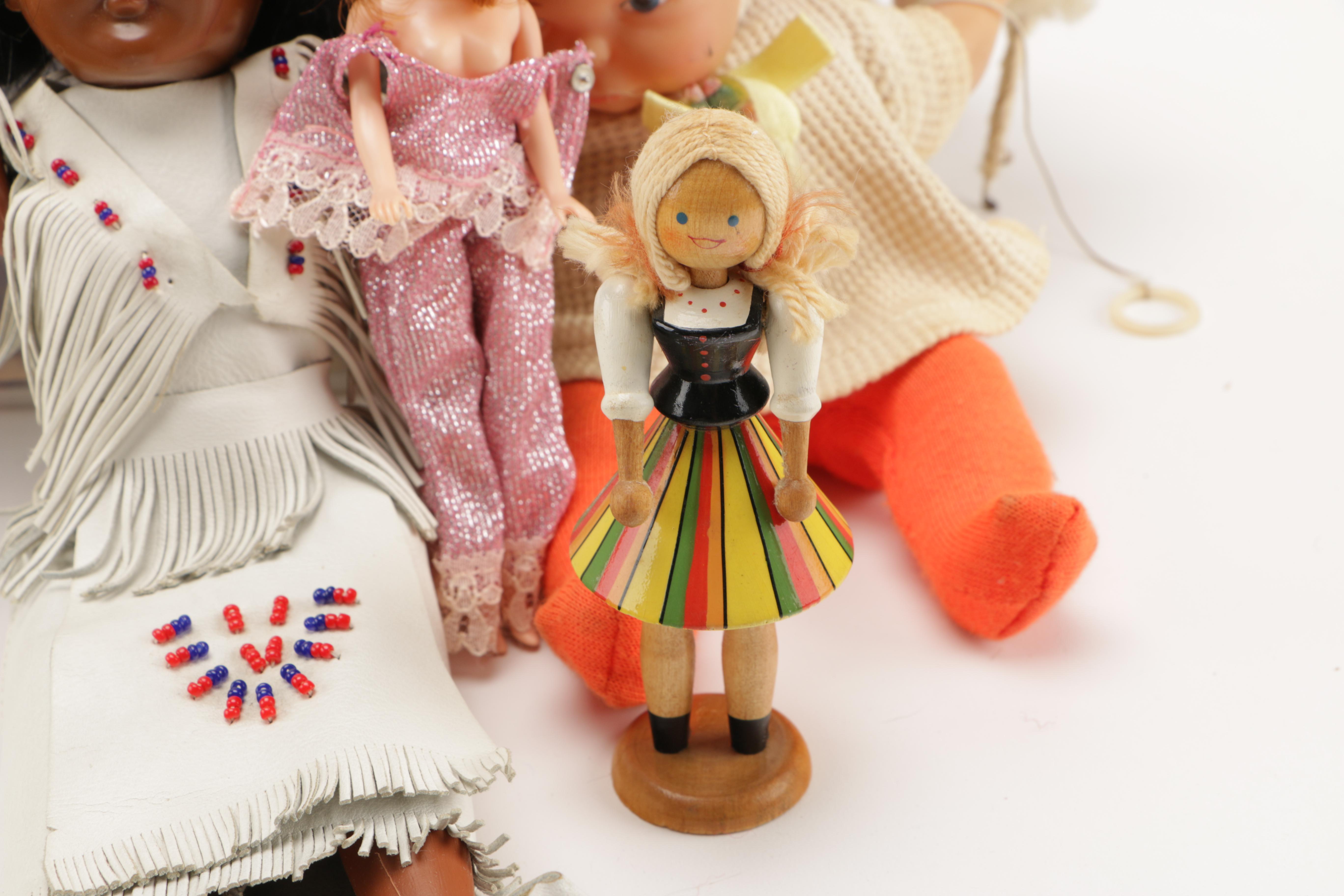 Vintage Dolls With Accessories Including 1967 Tiny Thumbelina
