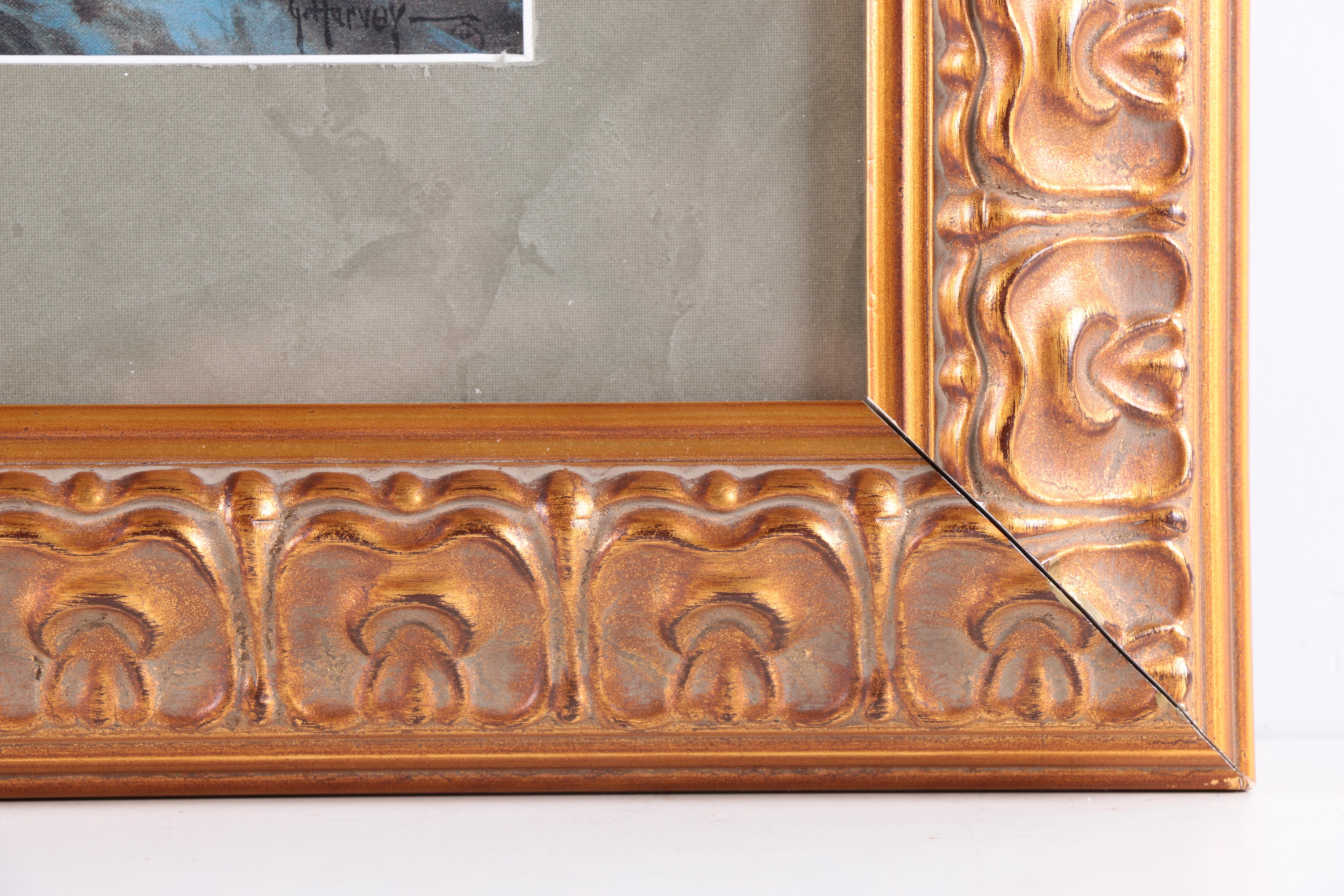 Offset Lithographs After G. Harvey Cowboy Paintings "Takin' A Soakin'" and "Lights of a New Era"