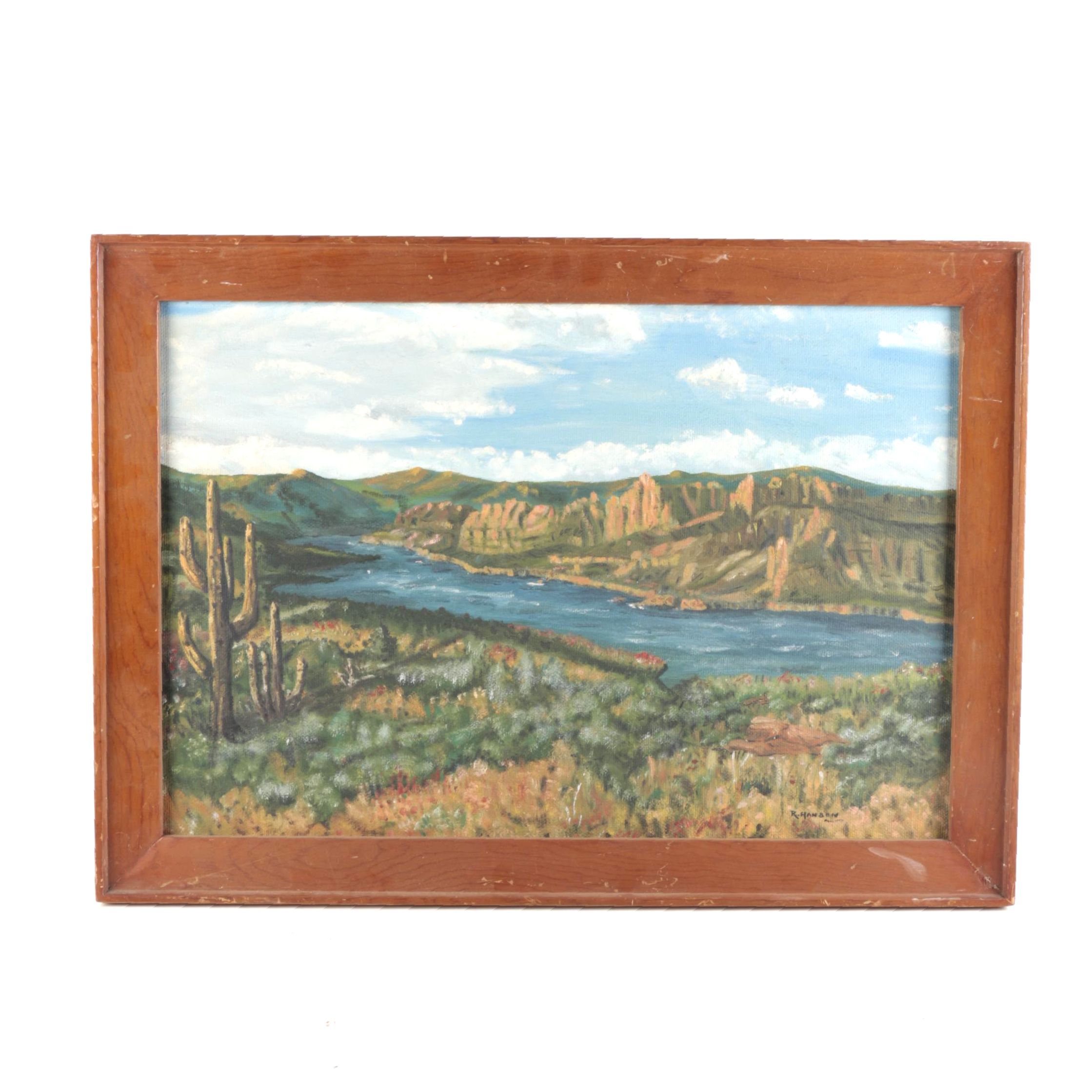 Ruth Hanson Oil Painting on Canvas Board of Landscape