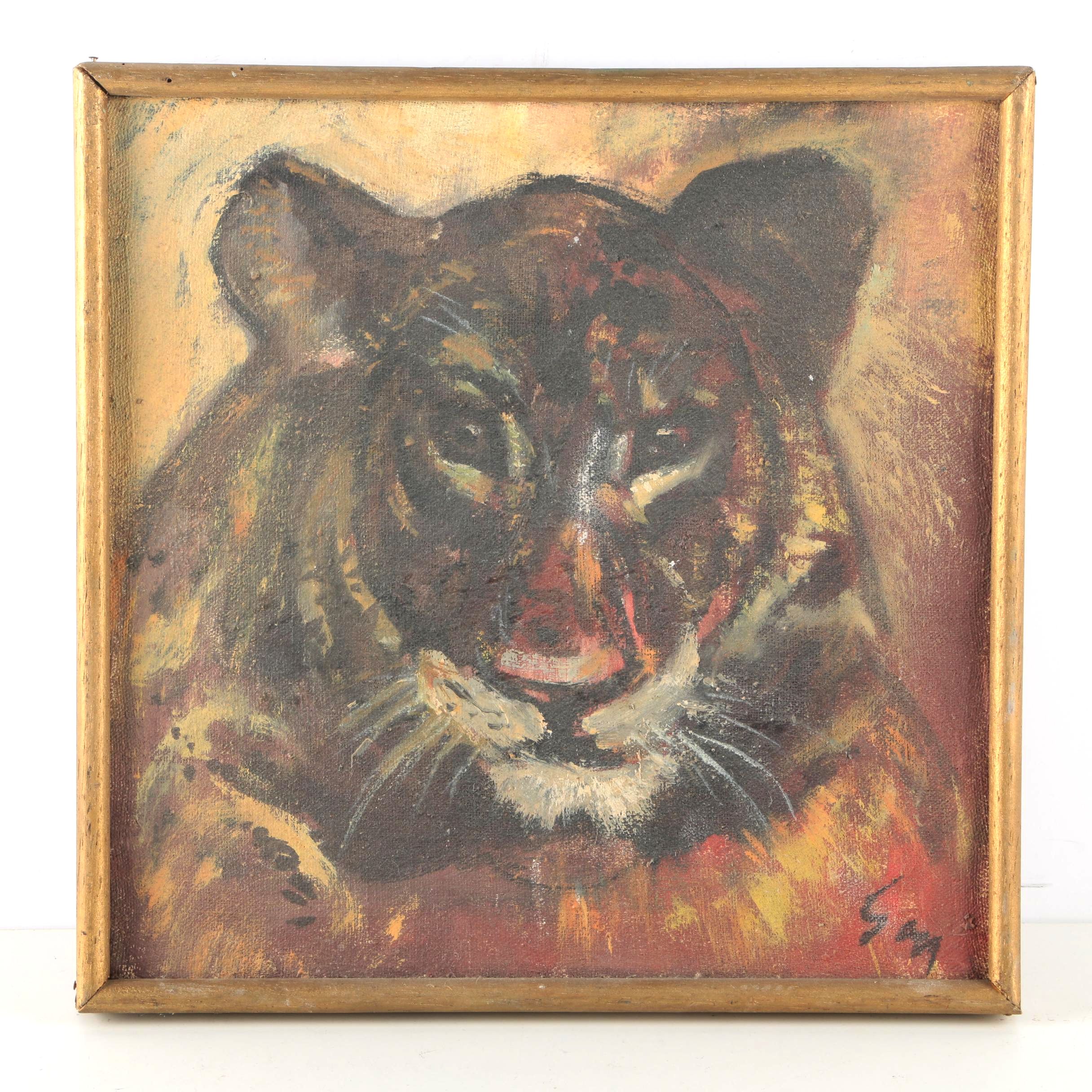 Oil Painting on Canvas of a Lion Cub