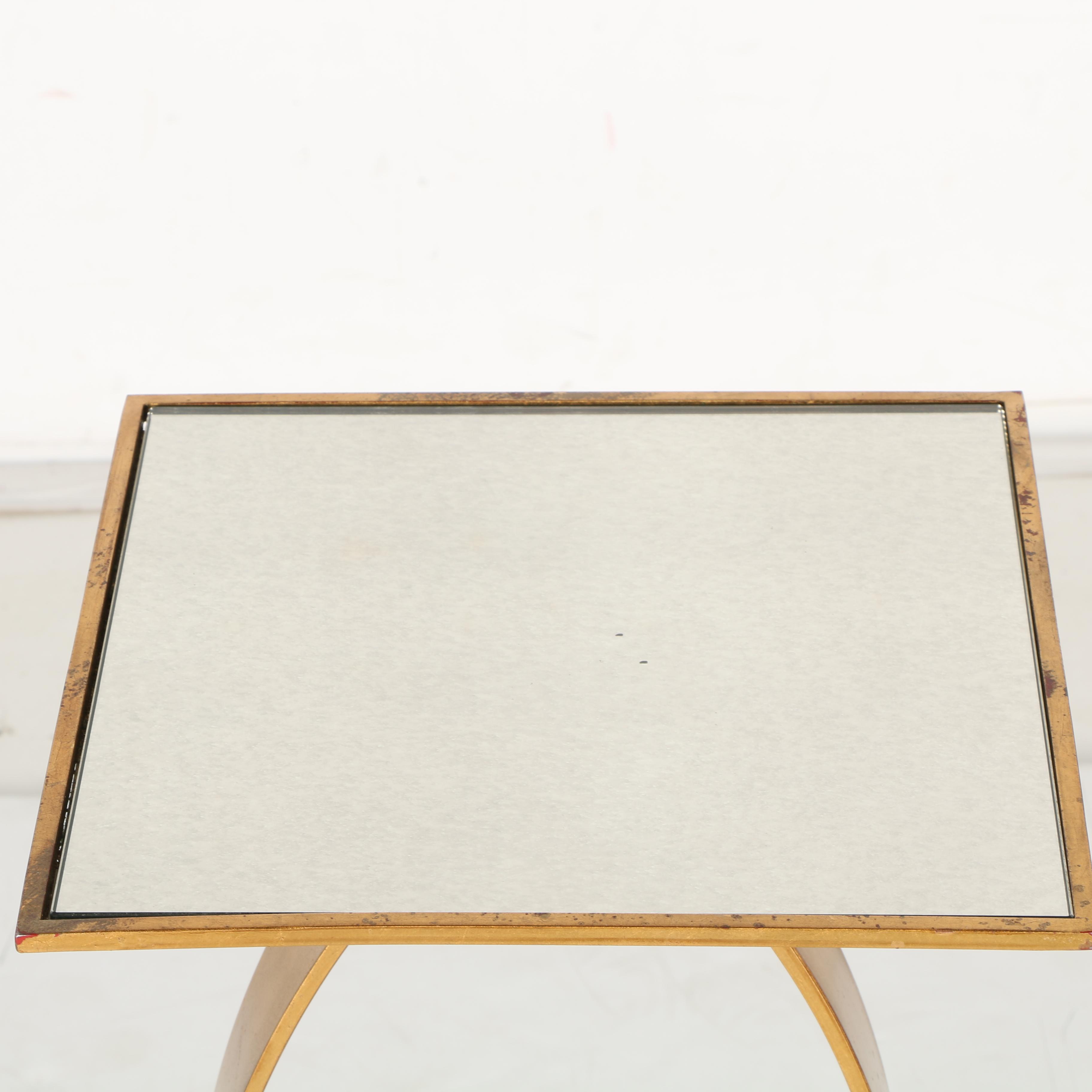 Gold Tone Mirrored Accent Table