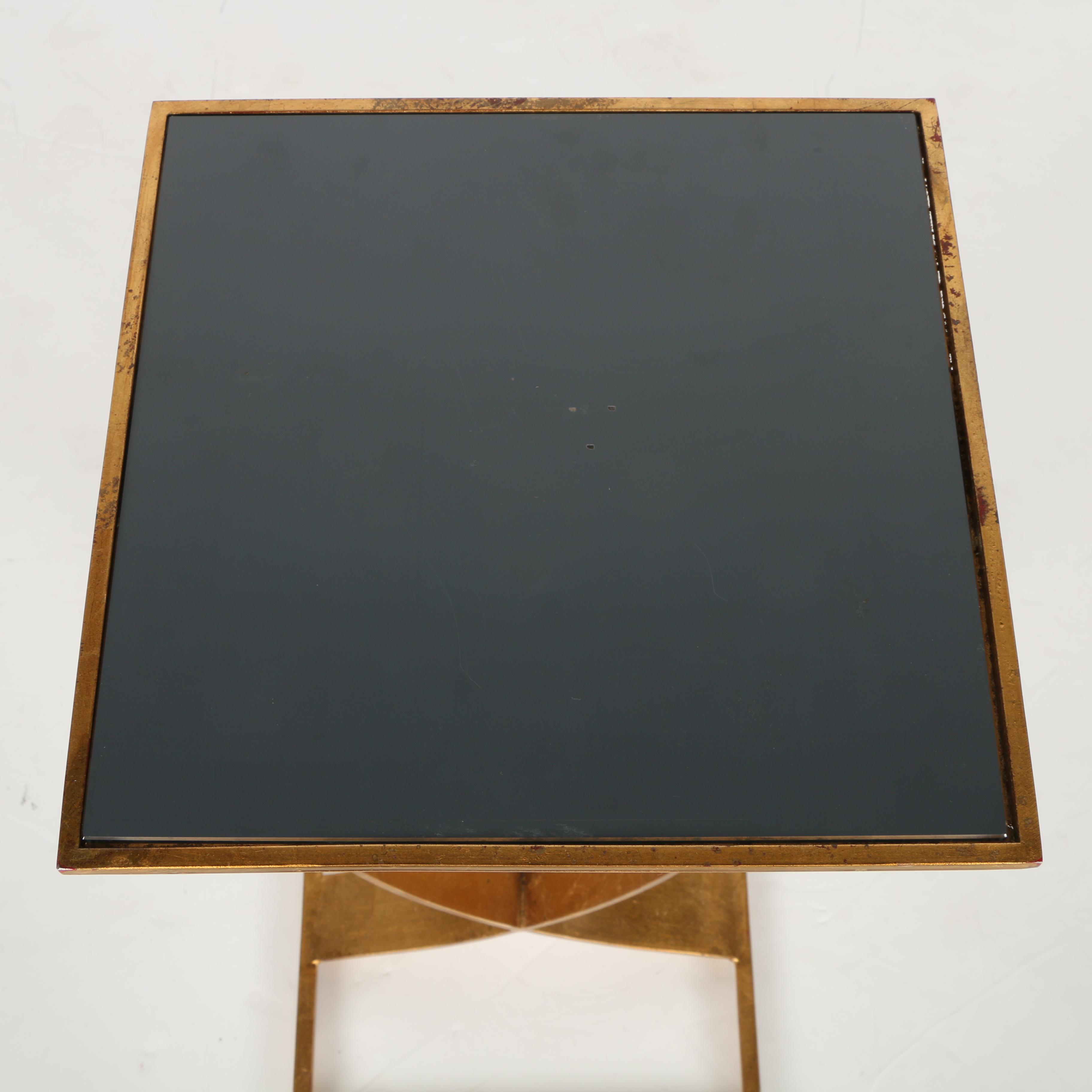 Gold Tone Mirrored Accent Table