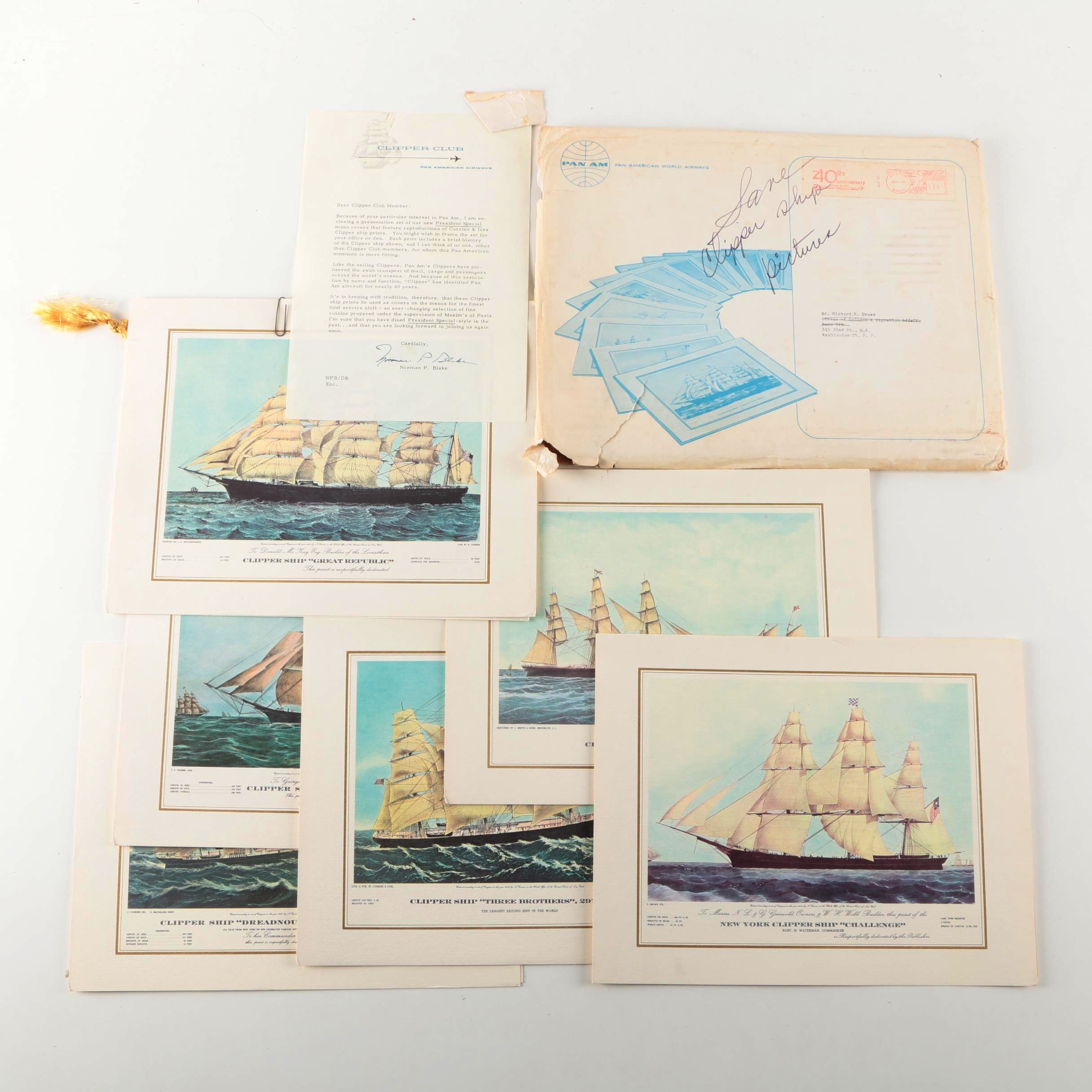 Offset Lithographs After Currier & Ives Clipper Ships