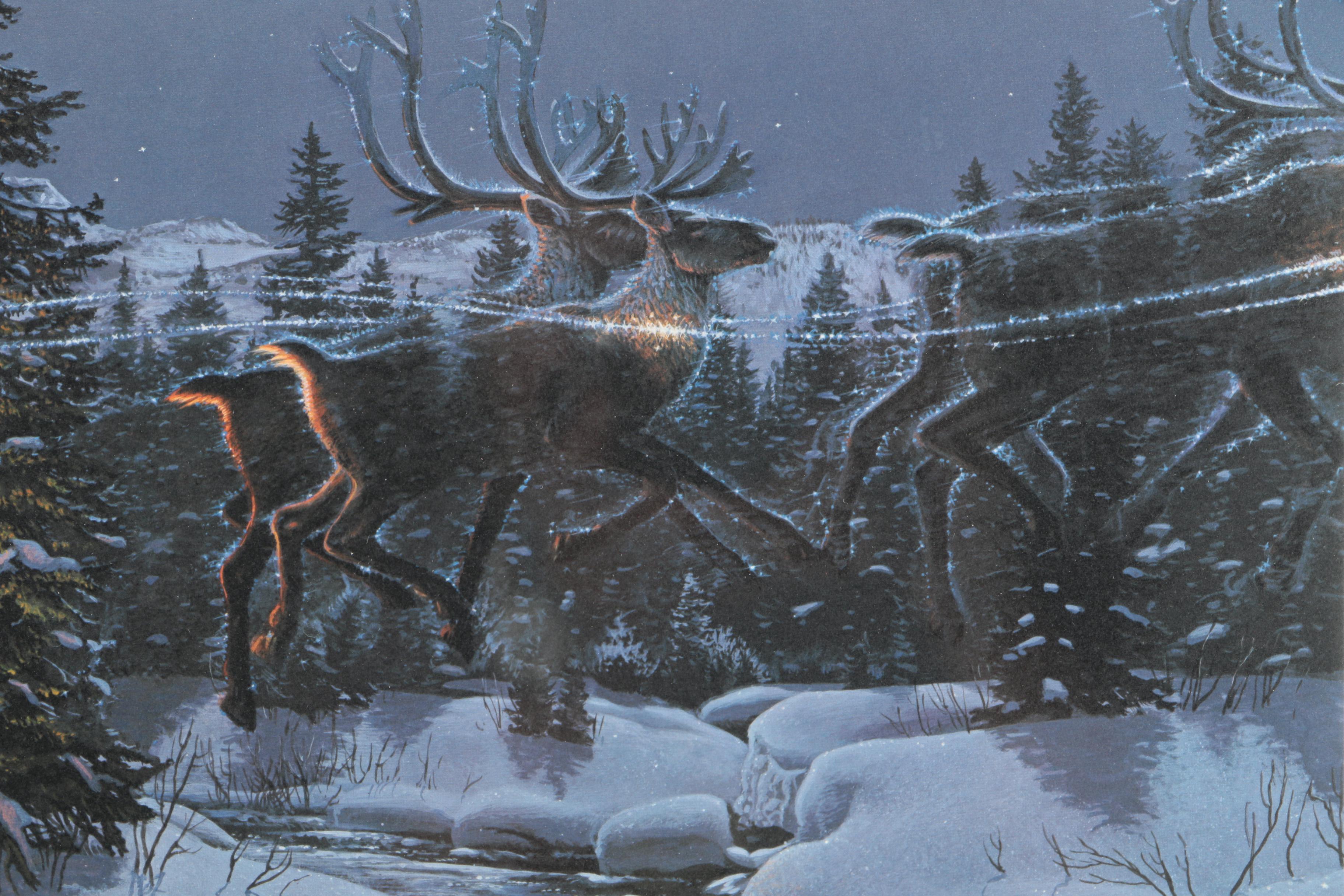 Stephen Lyman Limited Edition Offset Lithograph "Moonlit Flight on Christmas Night"