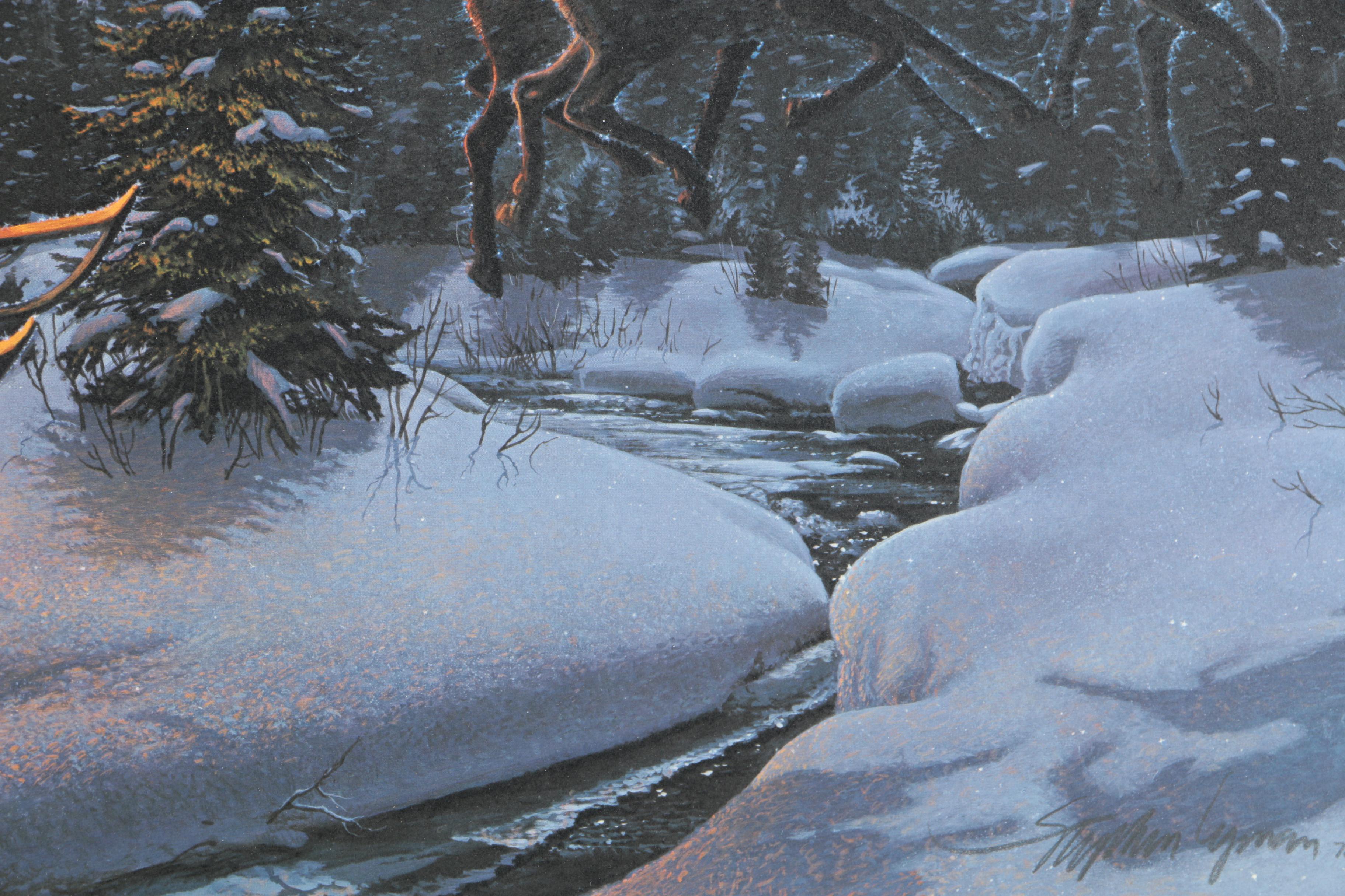 Stephen Lyman Limited Edition Offset Lithograph "Moonlit Flight on Christmas Night"