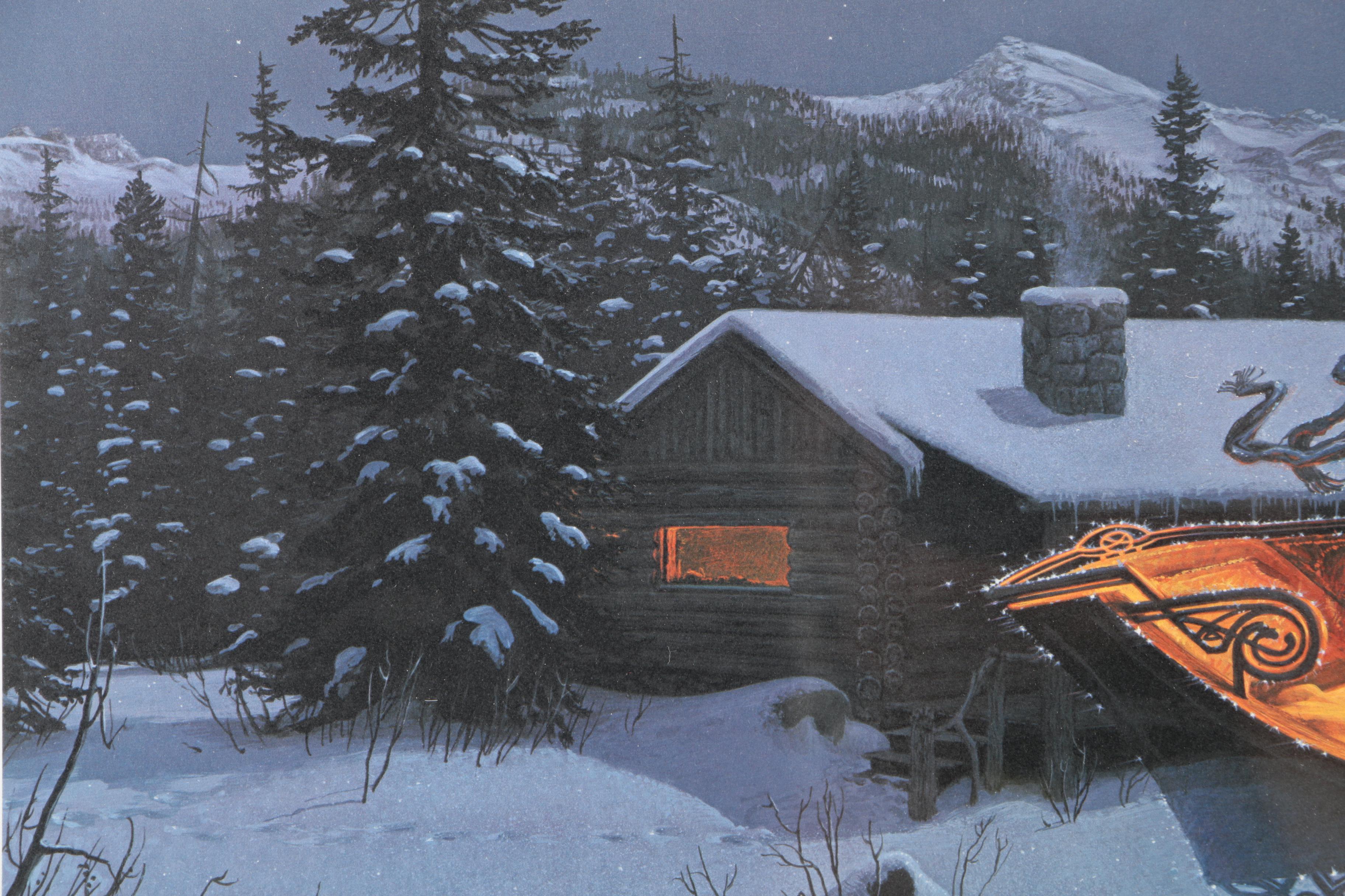 Stephen Lyman Limited Edition Offset Lithograph "Moonlit Flight on Christmas Night"