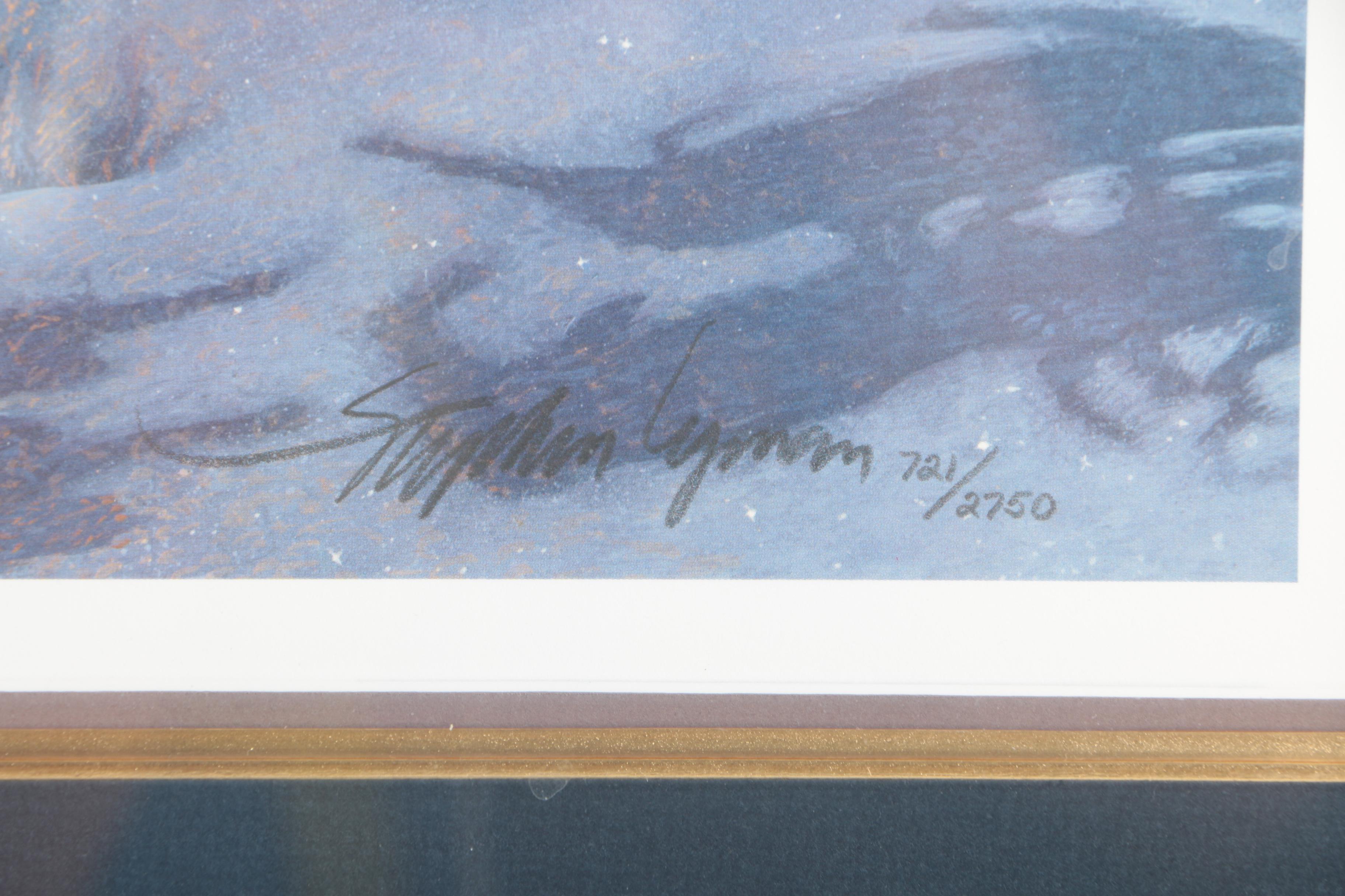 Stephen Lyman Limited Edition Offset Lithograph "Moonlit Flight on Christmas Night"