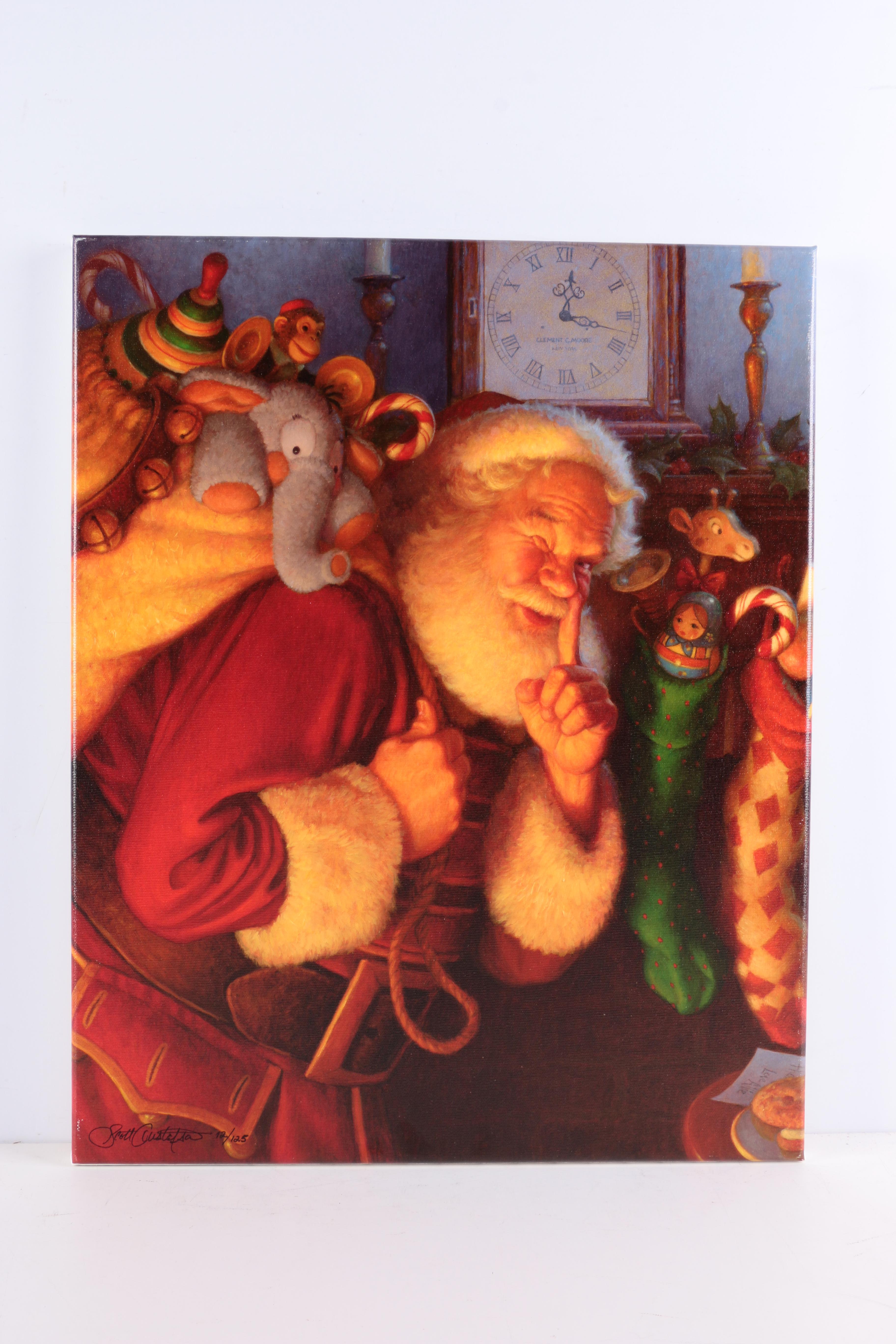 Scott Gustafson Limited Edition Giclee on Canvas "St.Nick" and "Santa With Reindeer"