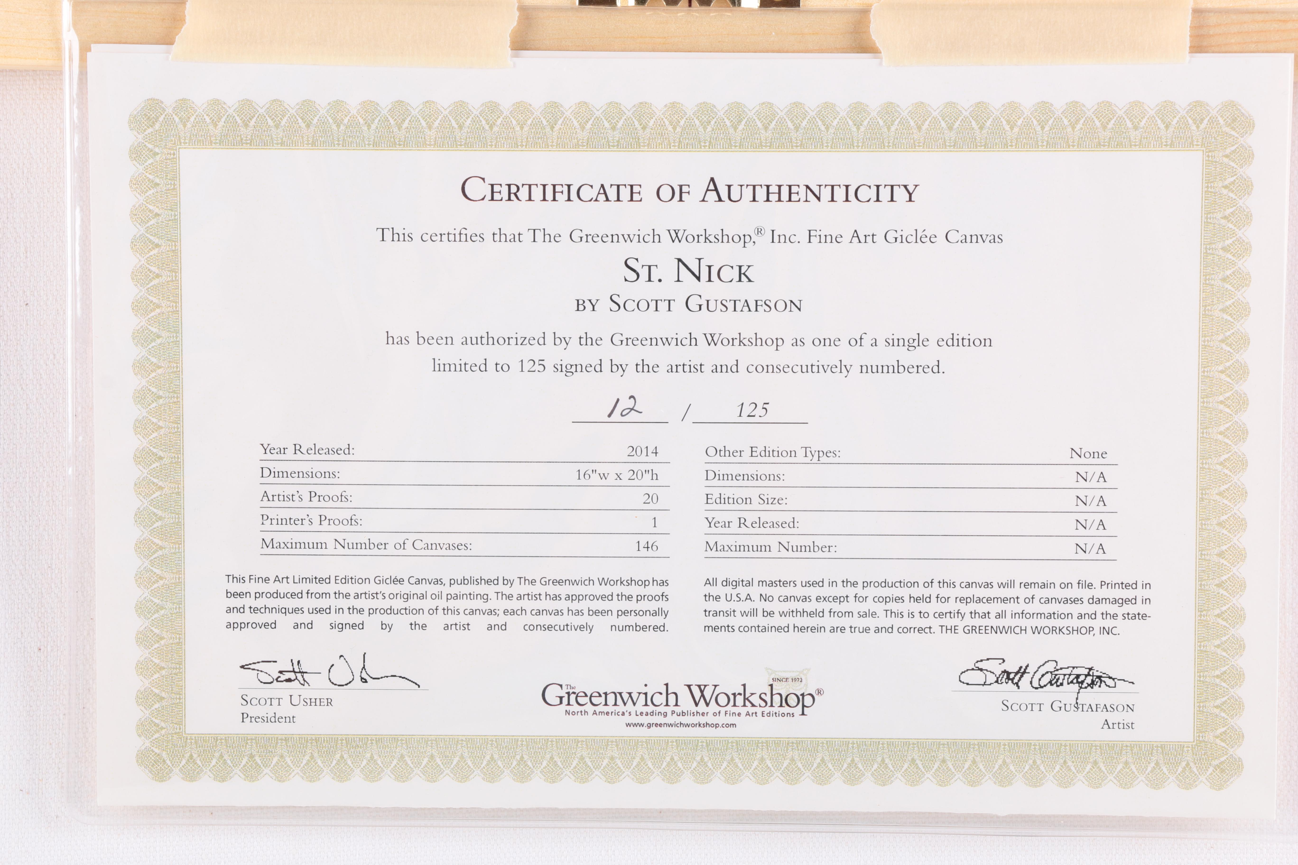 Scott Gustafson Limited Edition Giclee on Canvas "St.Nick" and "Santa With Reindeer"