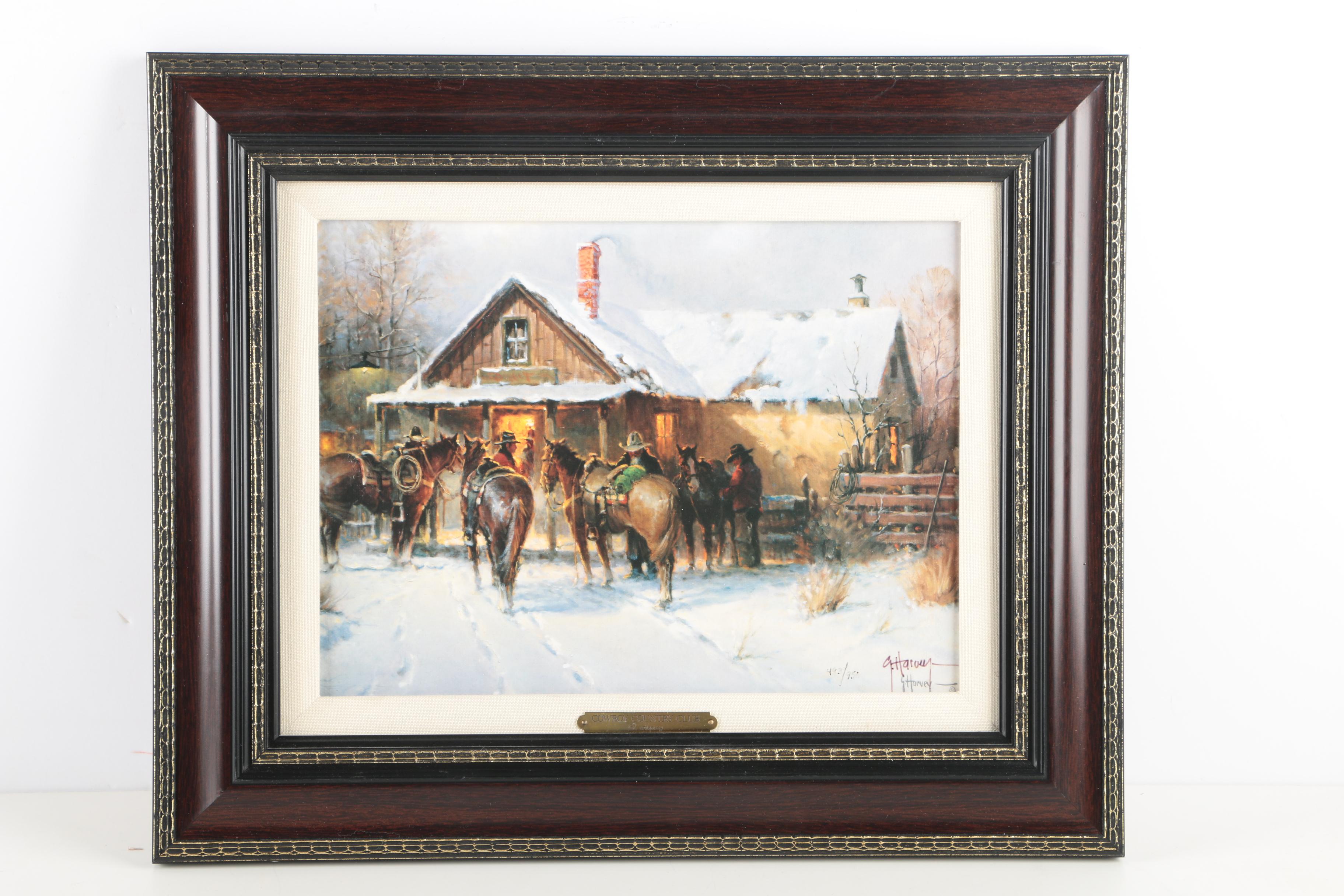 G. Harvey Offset Lithographs After Paintings Featuring Limited Edition "Cowboy Country Club"