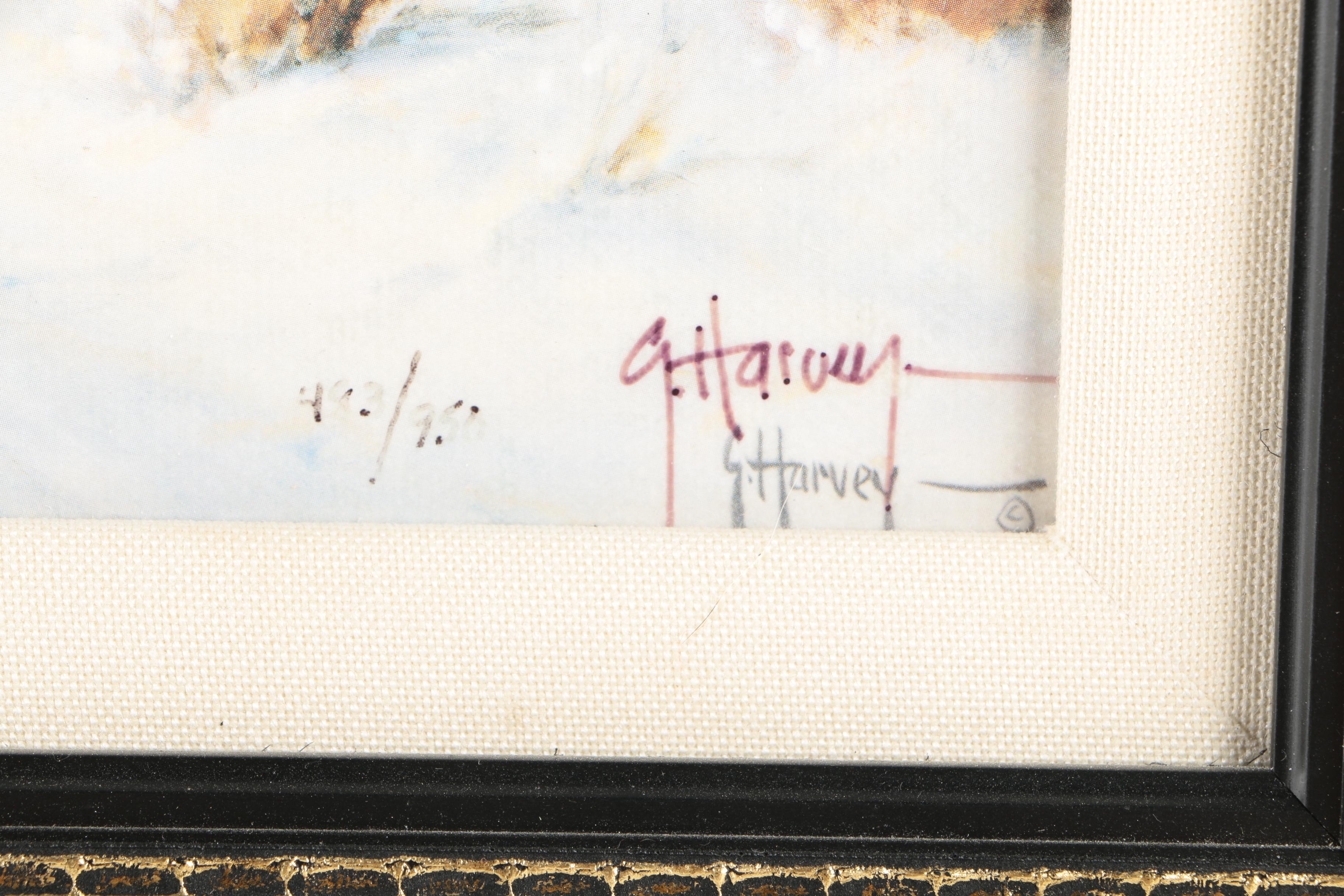 G. Harvey Offset Lithographs After Paintings Featuring Limited Edition "Cowboy Country Club"