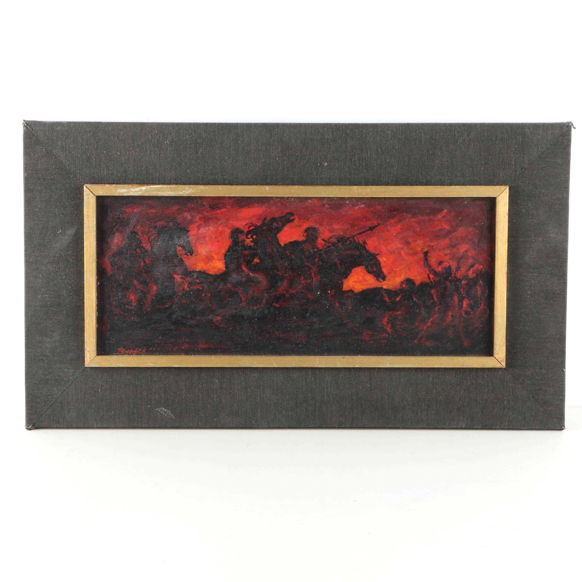 Charles Burdick Oil Painting on Academy Board of Horses