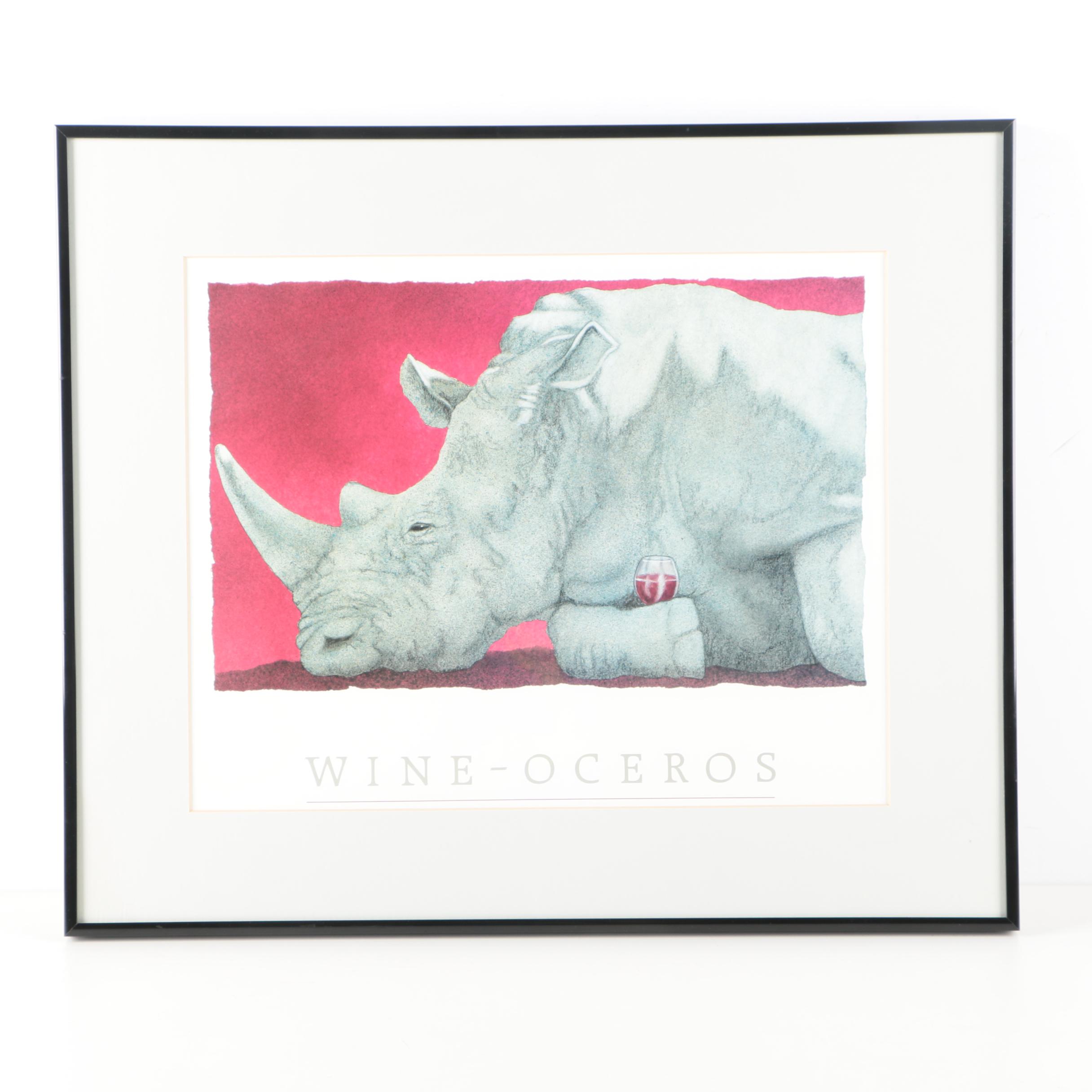 Will Bullas Offset Lithograph "Wine-oceros"
