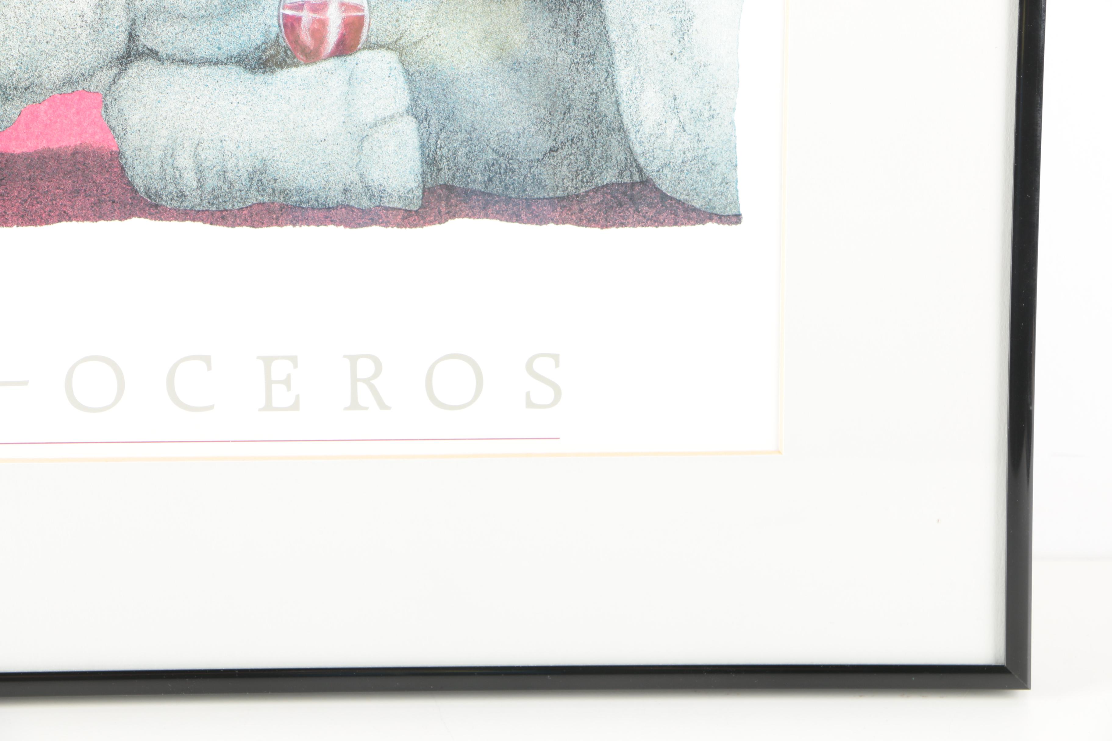 Will Bullas Offset Lithograph "Wine-oceros"