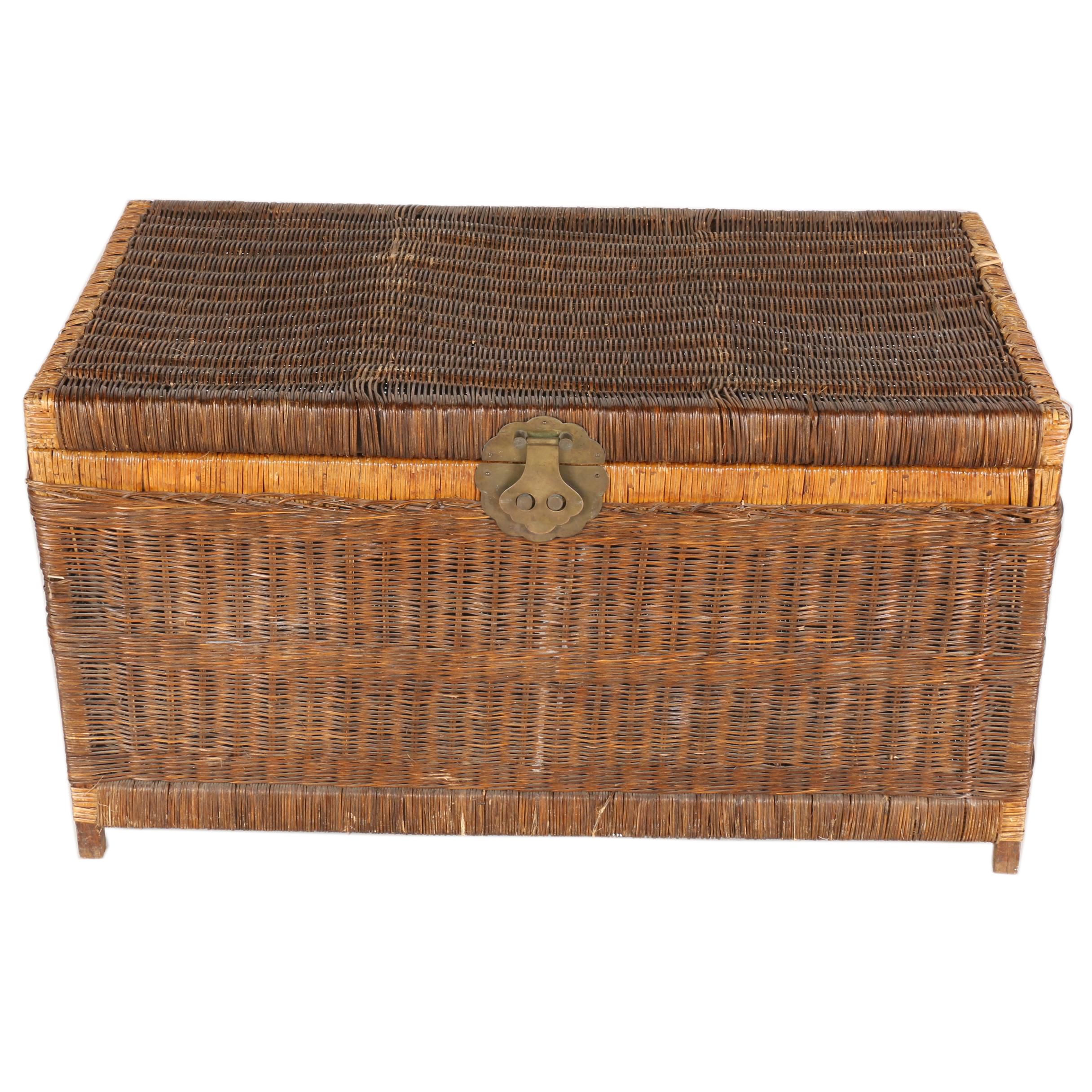 Asian Style Wicker Storage Chest