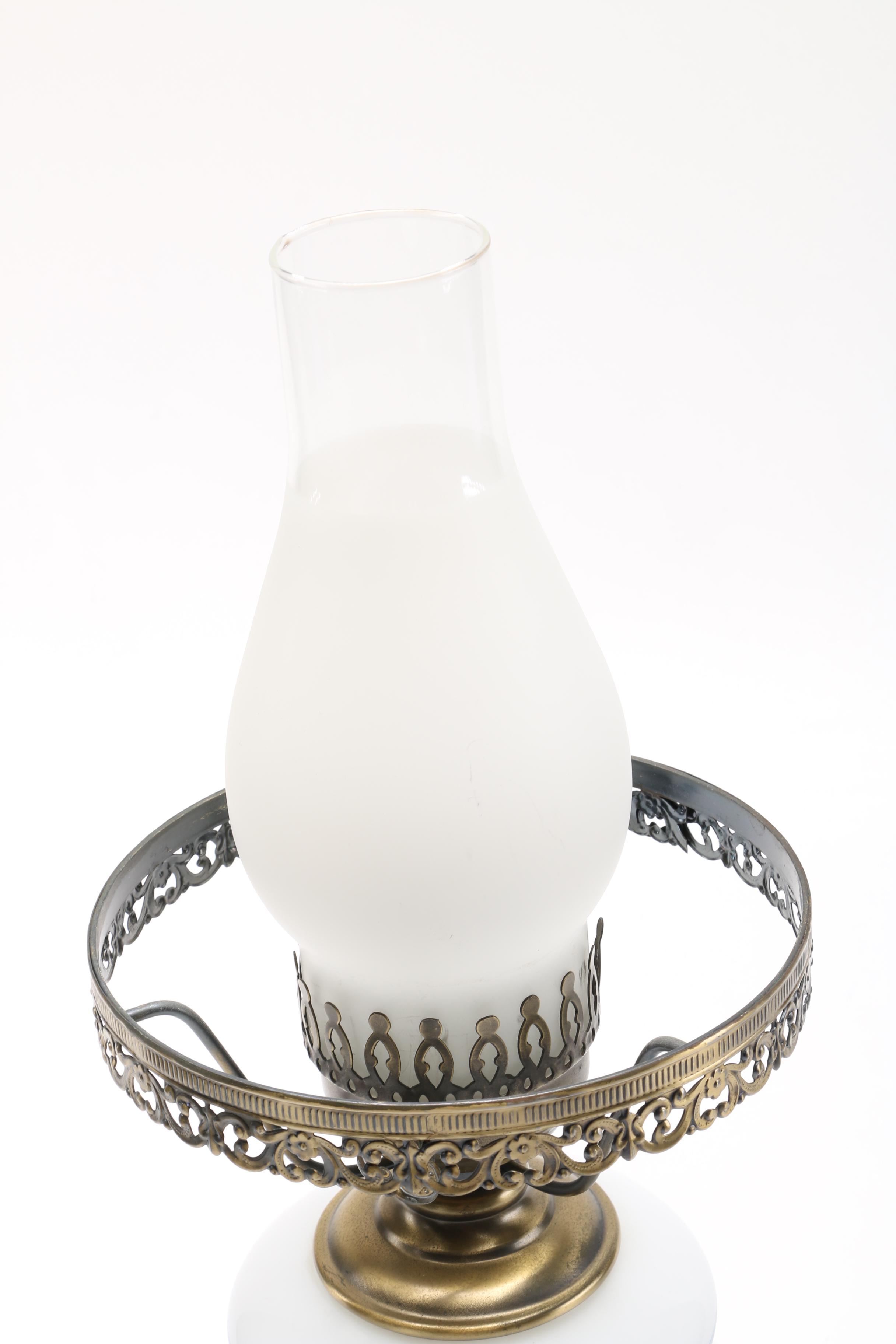 Blue Rose Glass Hurricane Lamp