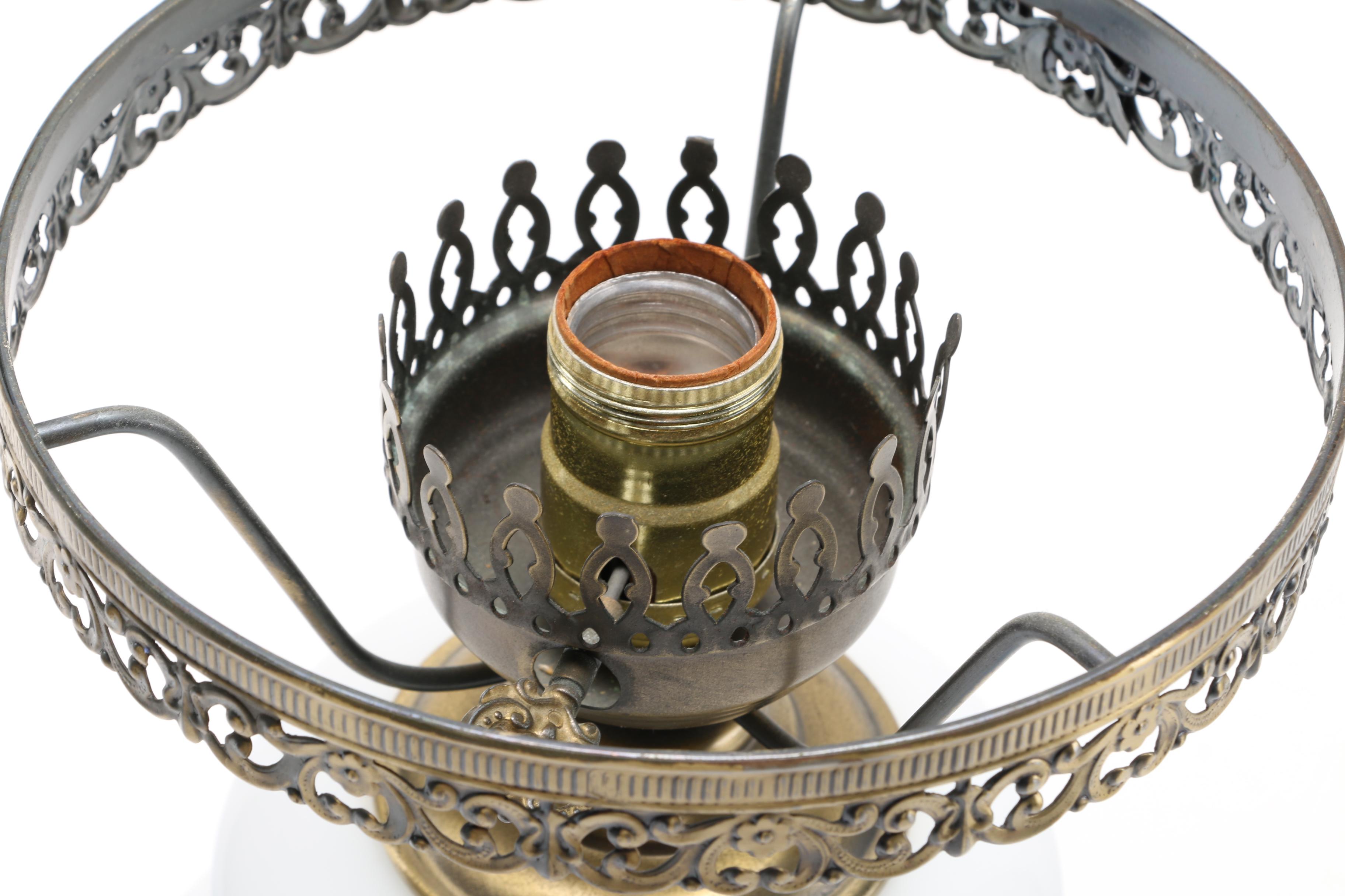 Blue Rose Glass Hurricane Lamp