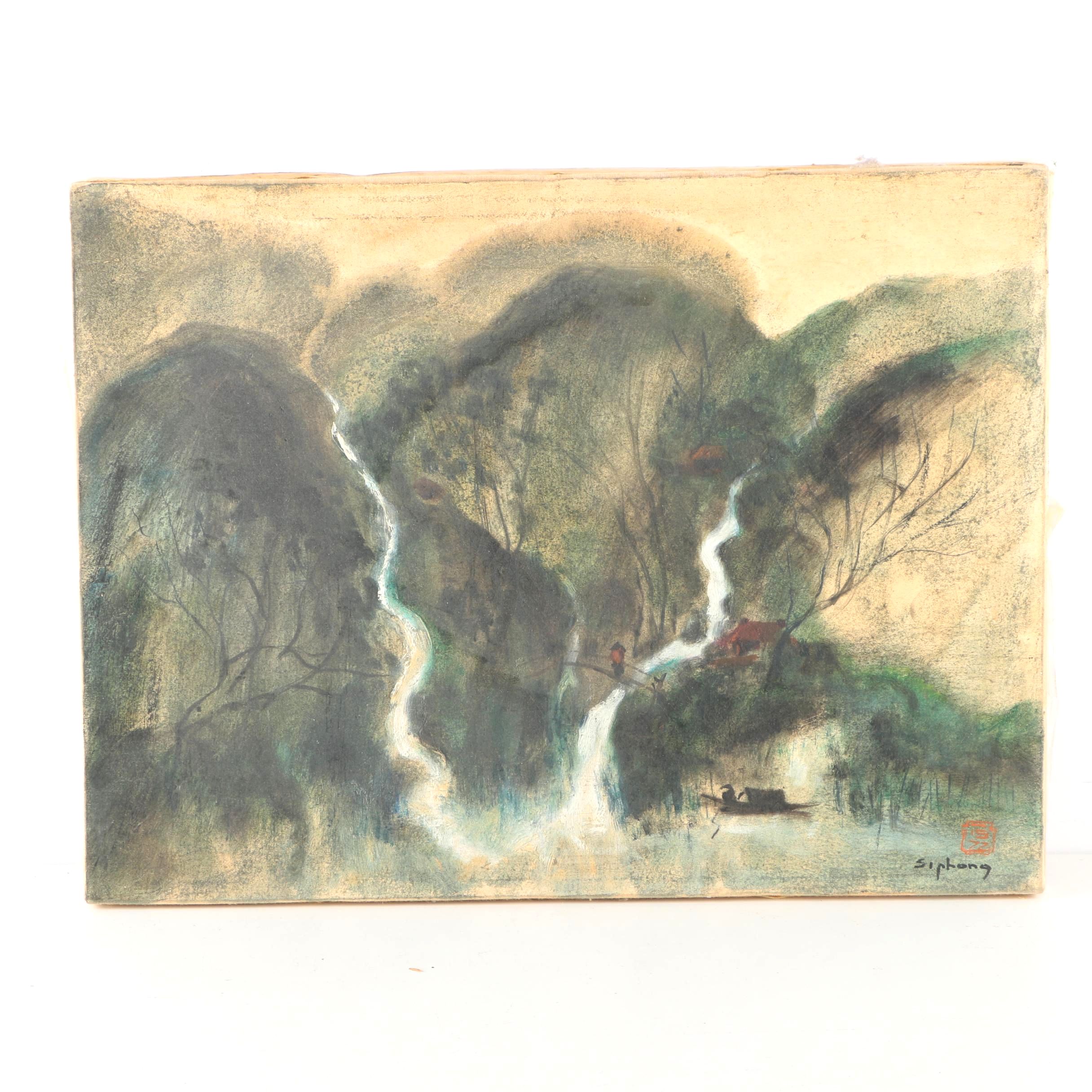 Siphong Oil on Canvas of Southeast Asian Landscape