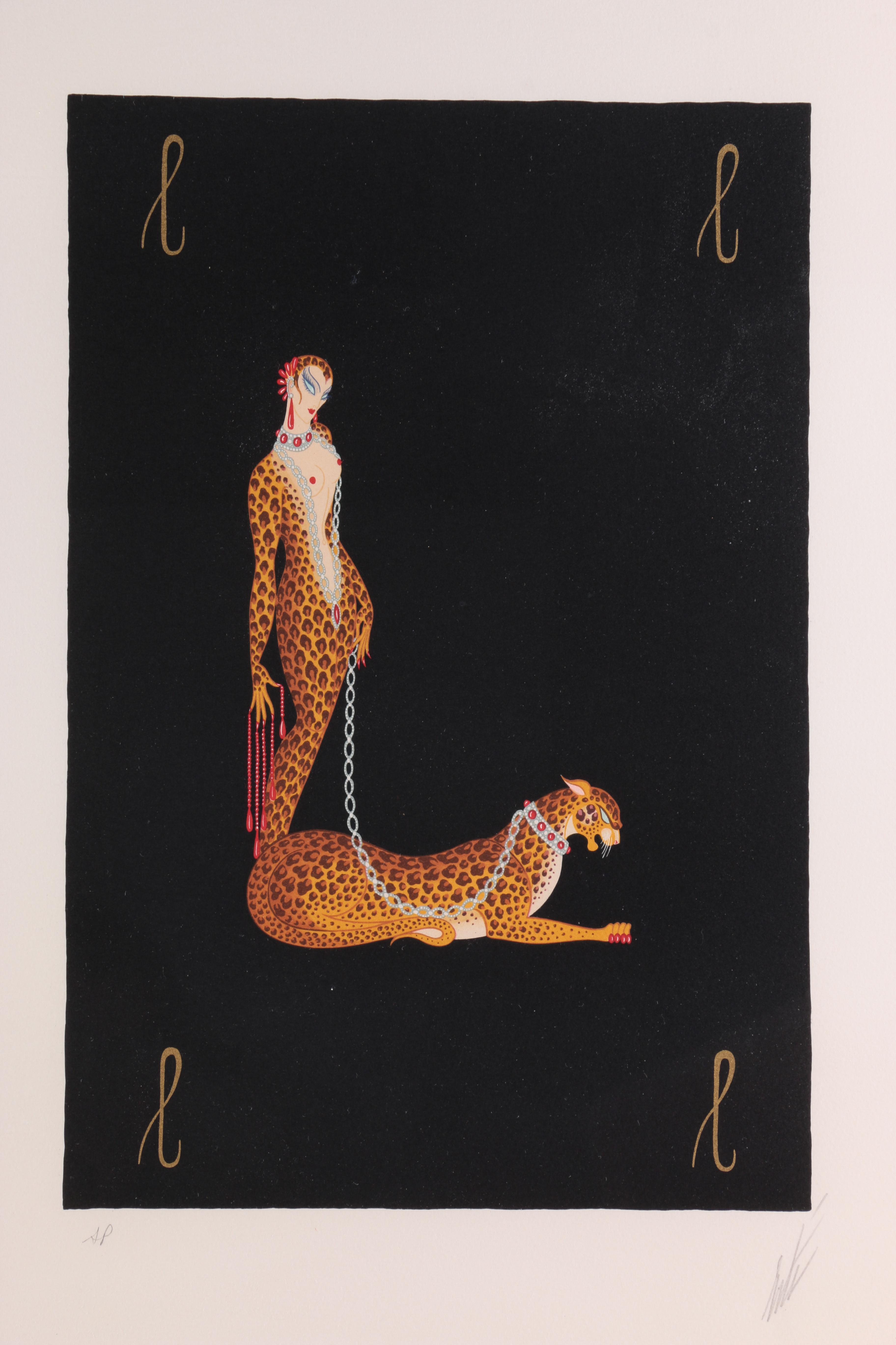 Erté Artist Proof Serigraph and Lithograph "Alphabet Letter L"