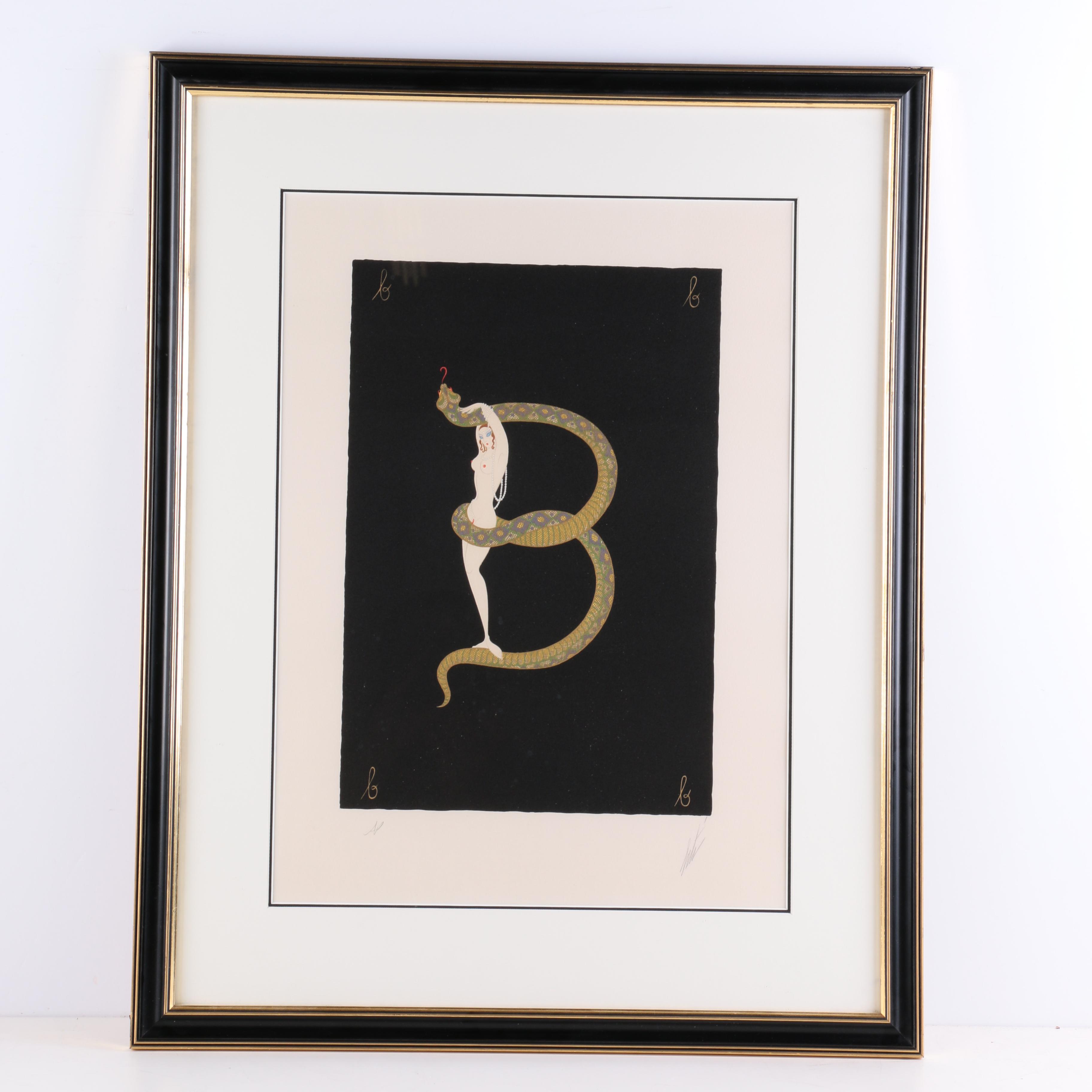 Erté Artist Proof Print on Paper "Alphabet Letter B"
