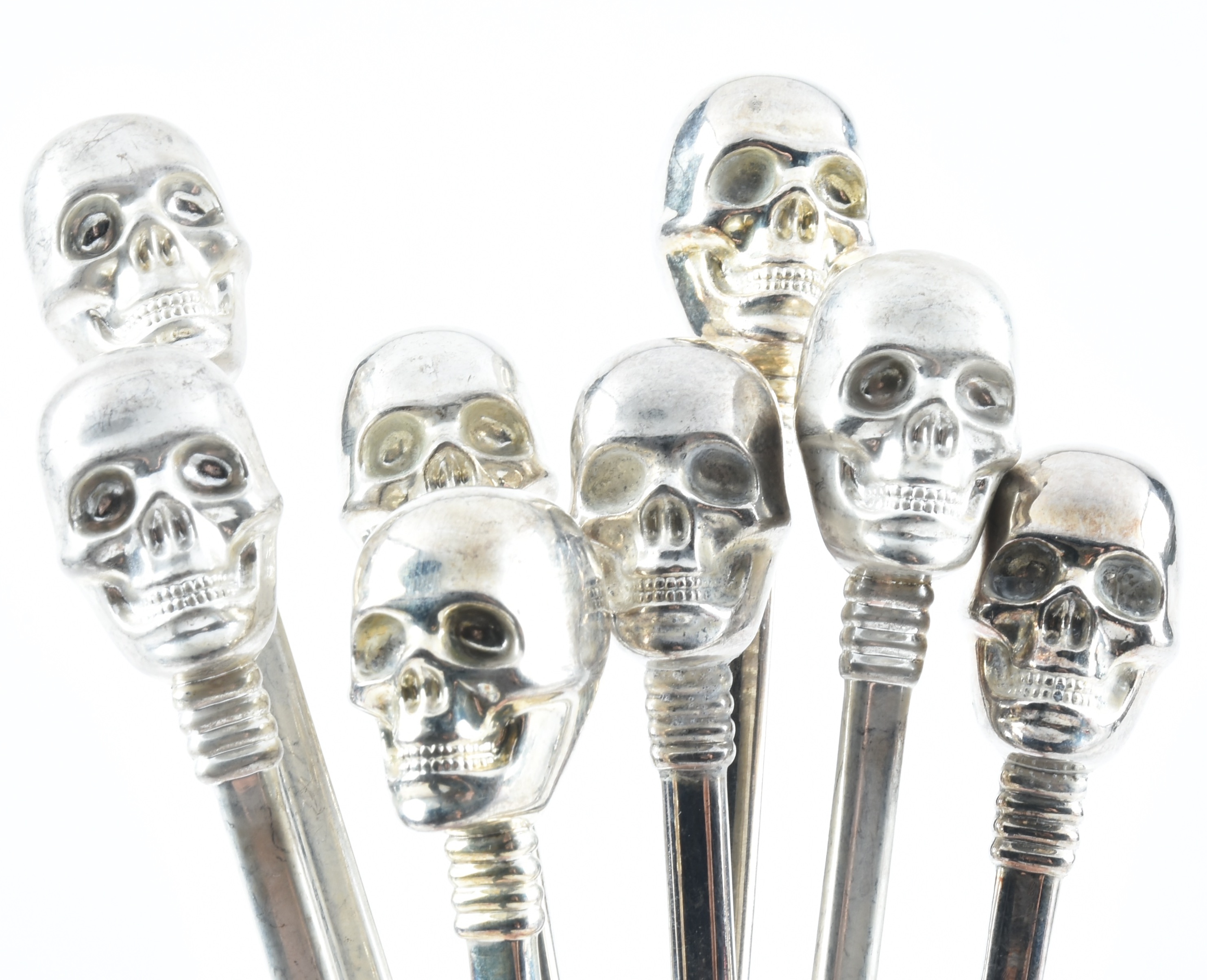Set of Eight Skull and Bone Stir Sticks