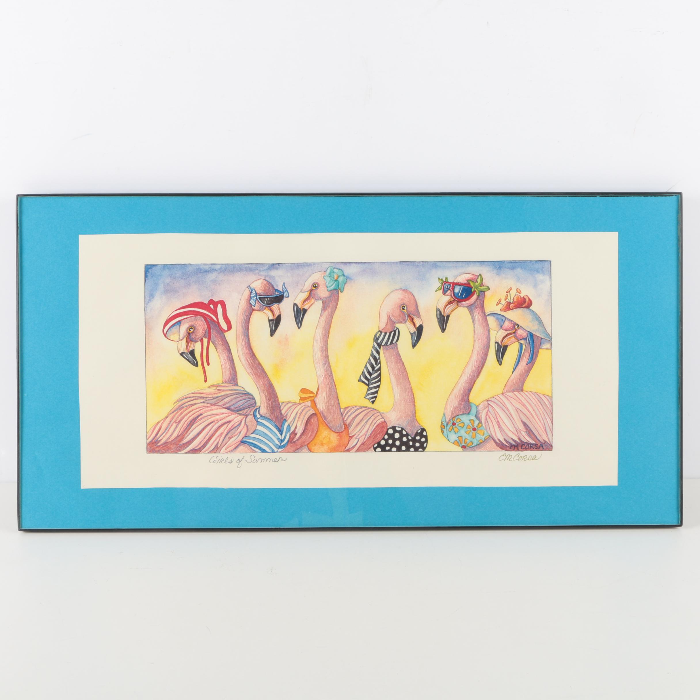 Elizabeth M. Corsa Lithograph on Paper "Girls of Summer"